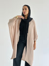 Shimmery Beige Pleated Cardigan