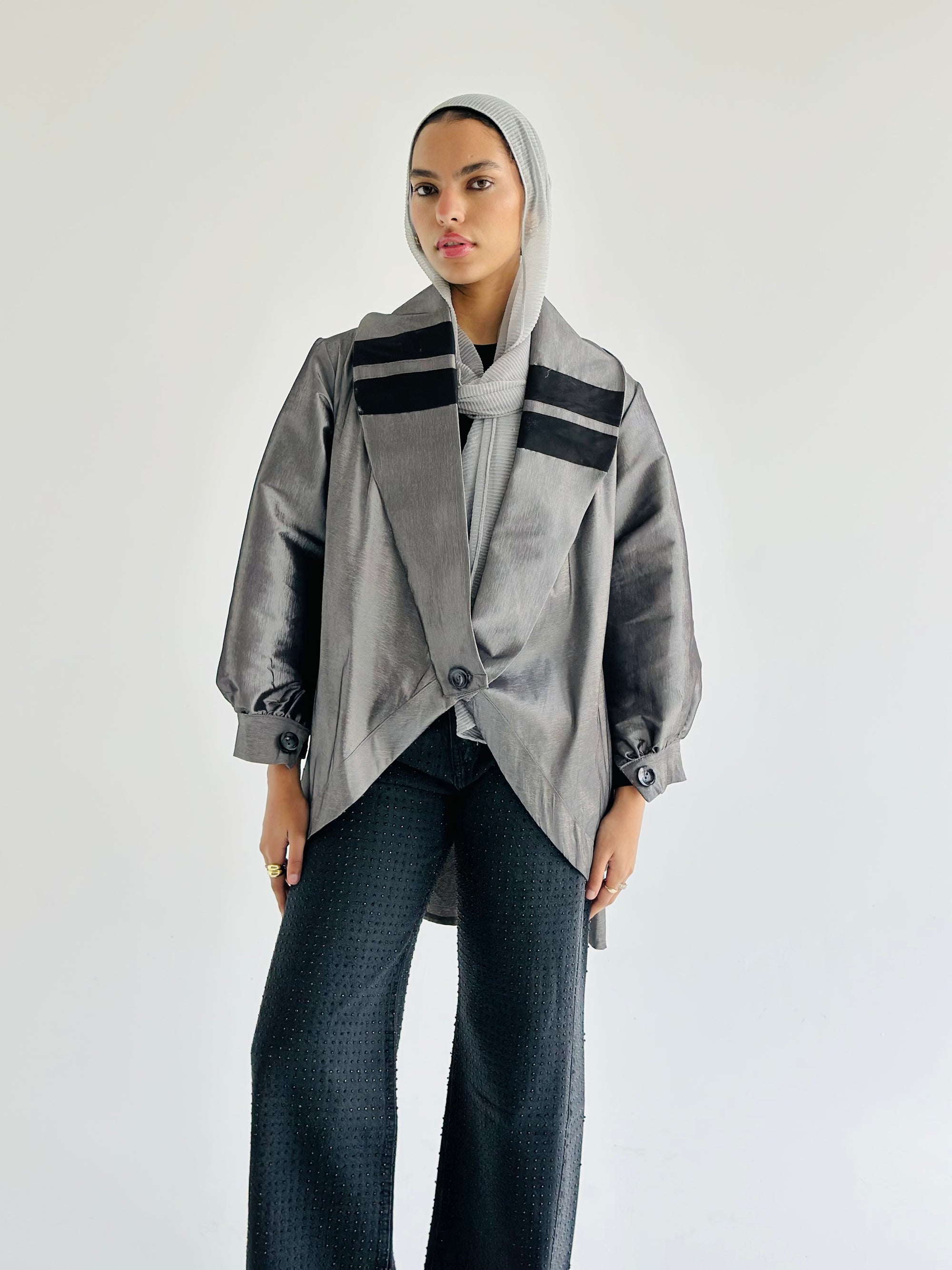 Grey High Low Taftan Shirt