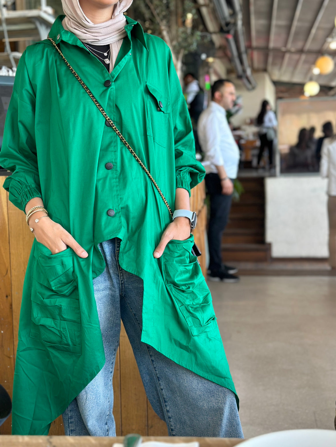 Green Big Pockets Shirt