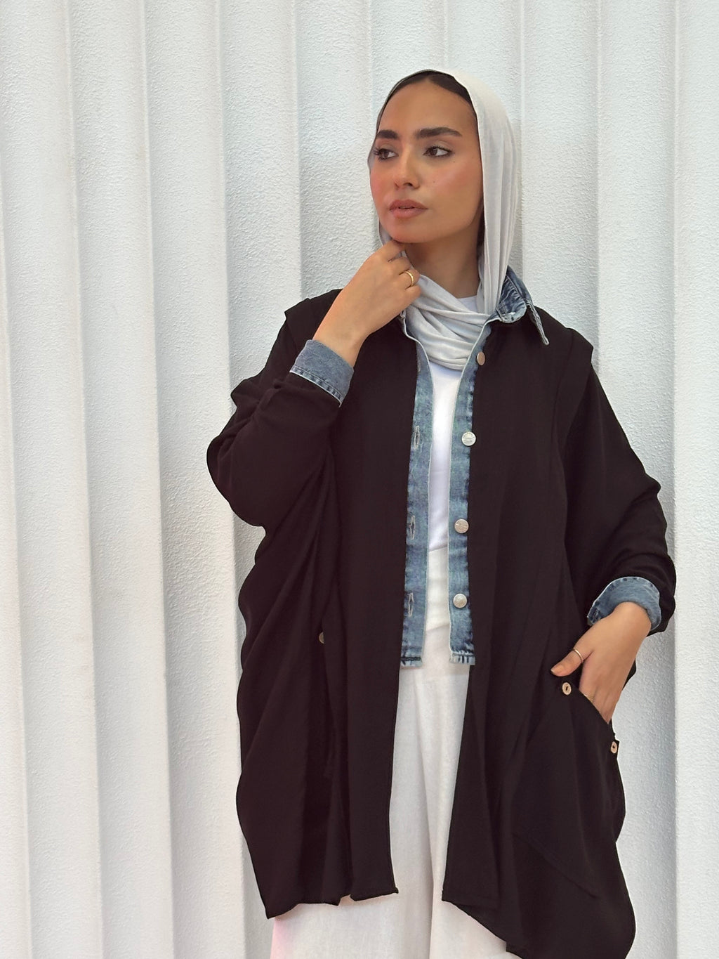 Black Linen Denim Lined Shirt