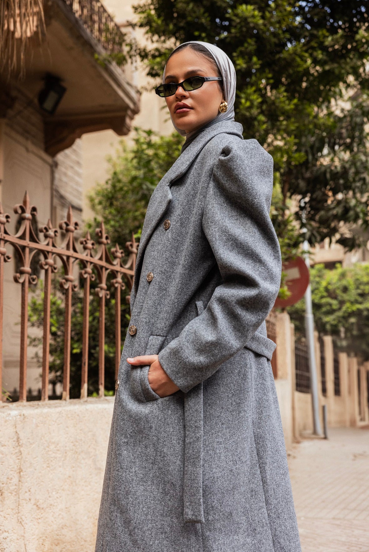 Dark grey Buttoned Coat