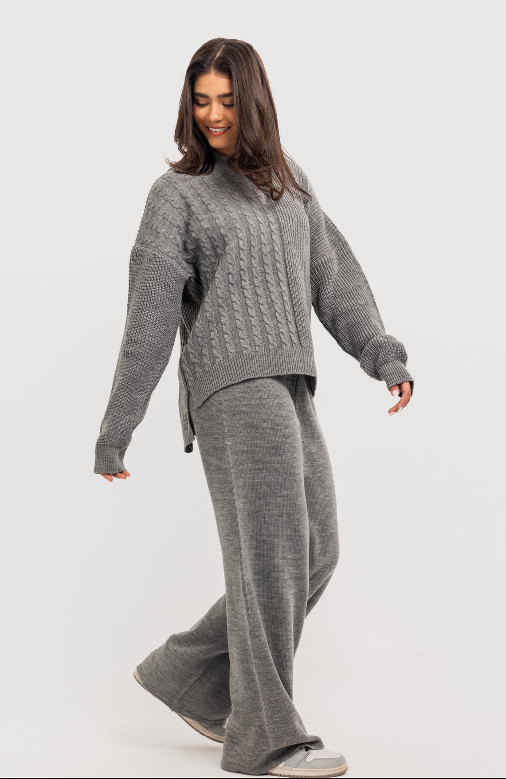 Grey Braided Knit Set