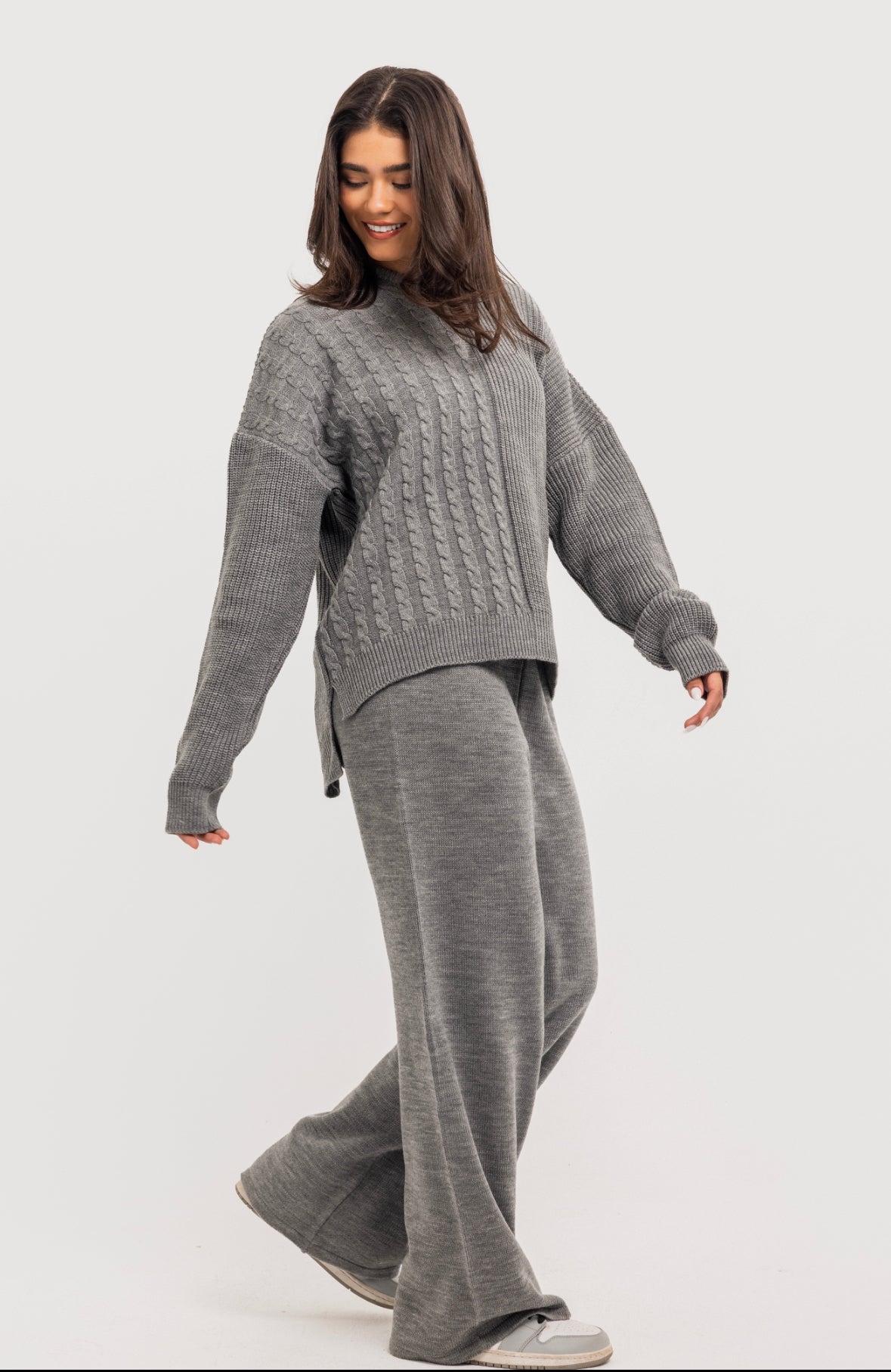 Grey Braided Knit Set