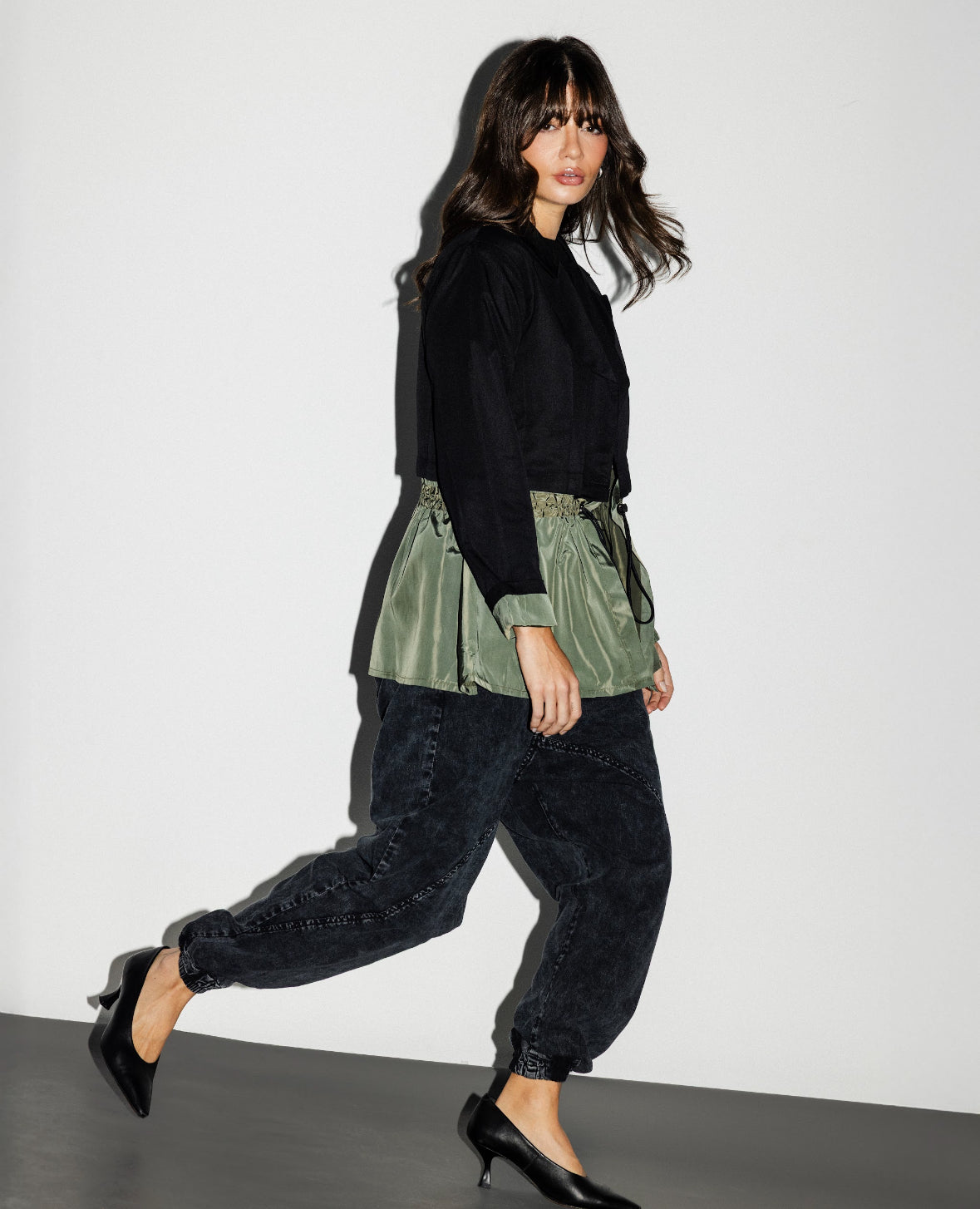 olive x black  Not So Cropped Jacket