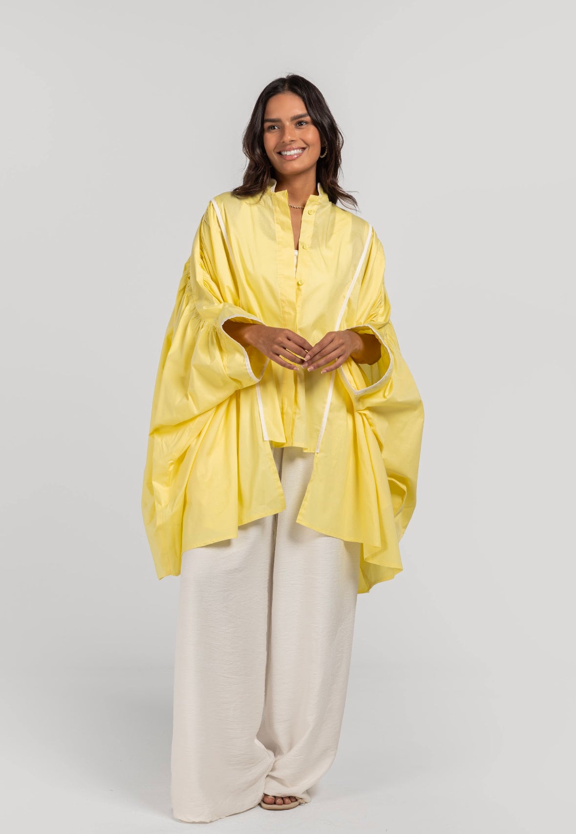 Yellow Butterfly lined kimono shirt