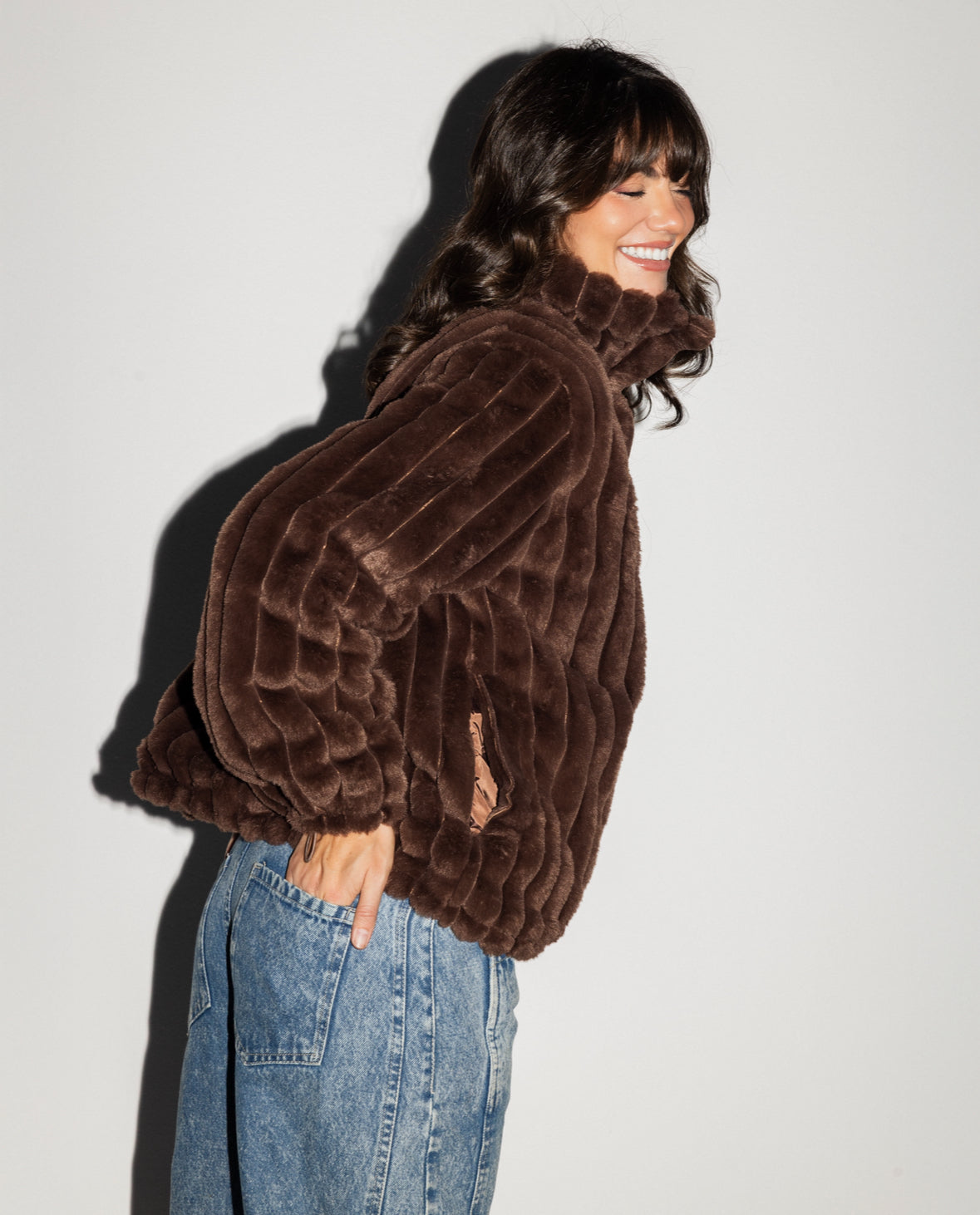 Brown Lined Fur Bomber