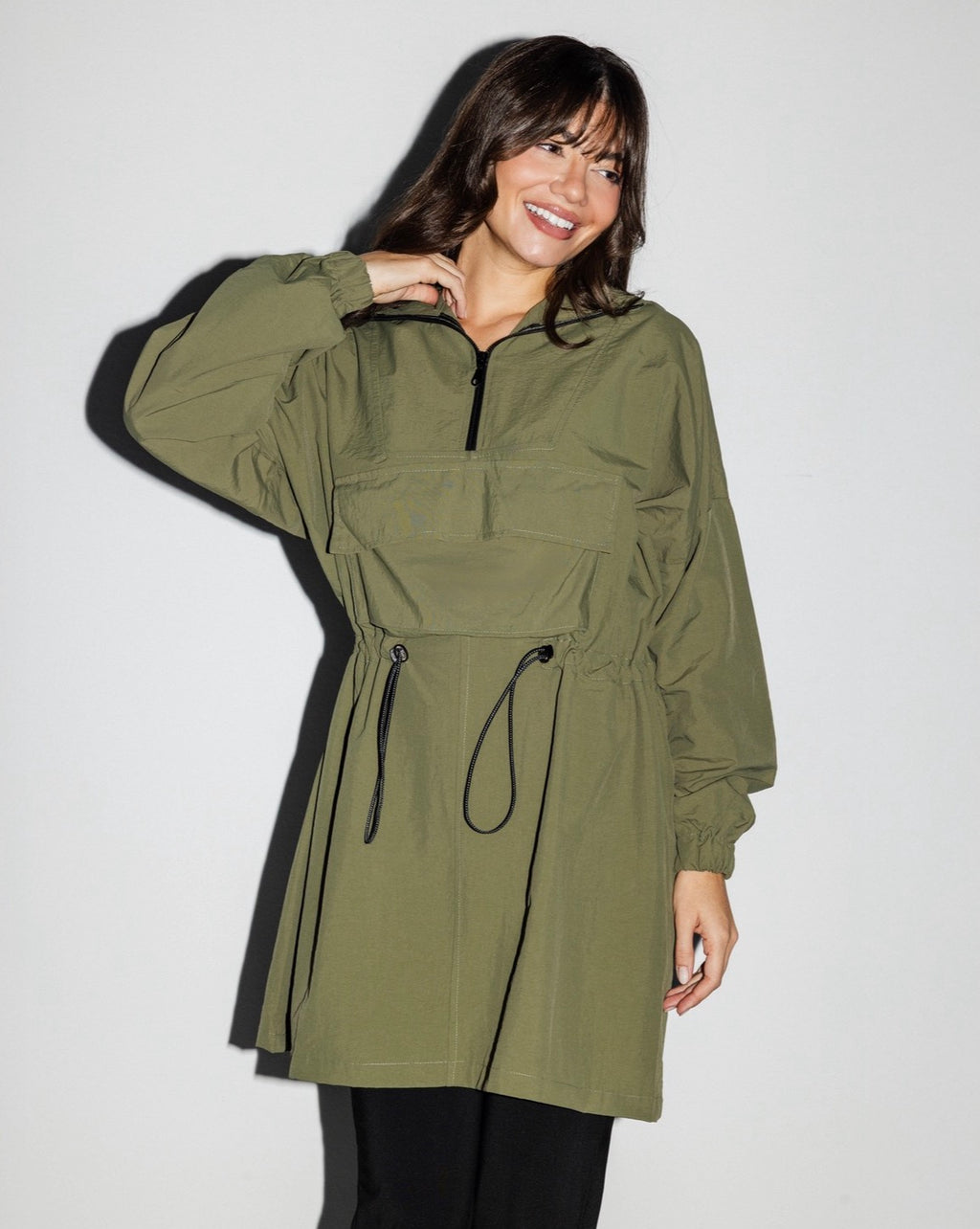 Olive  Windbreaker Top
