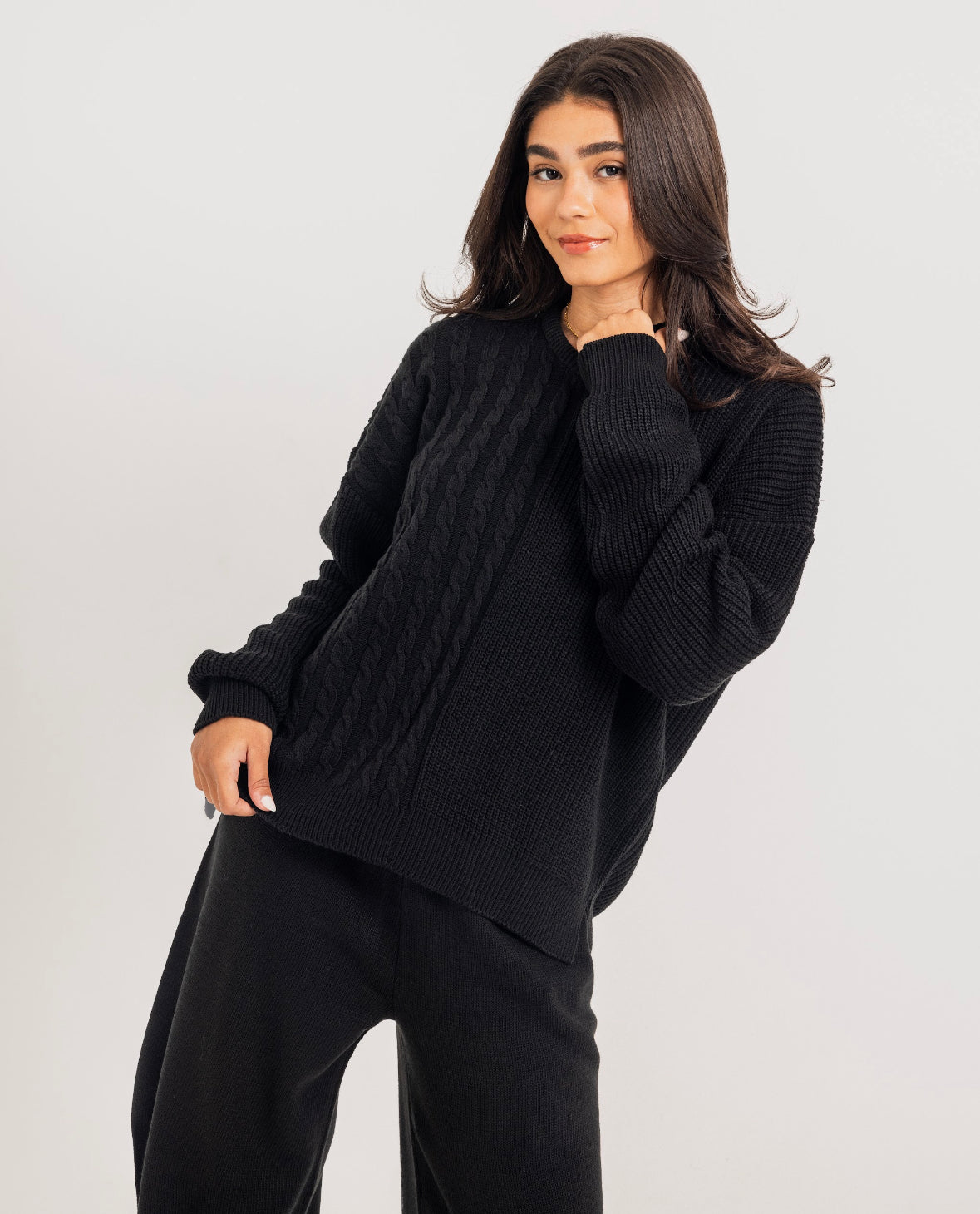 Black Braided Knit Set
