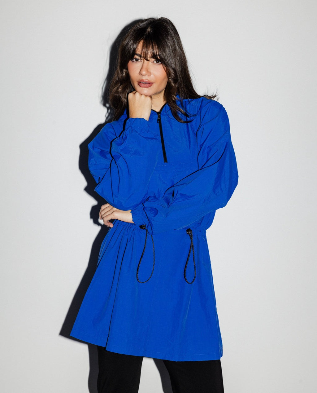 Blue Windbreaker Top
