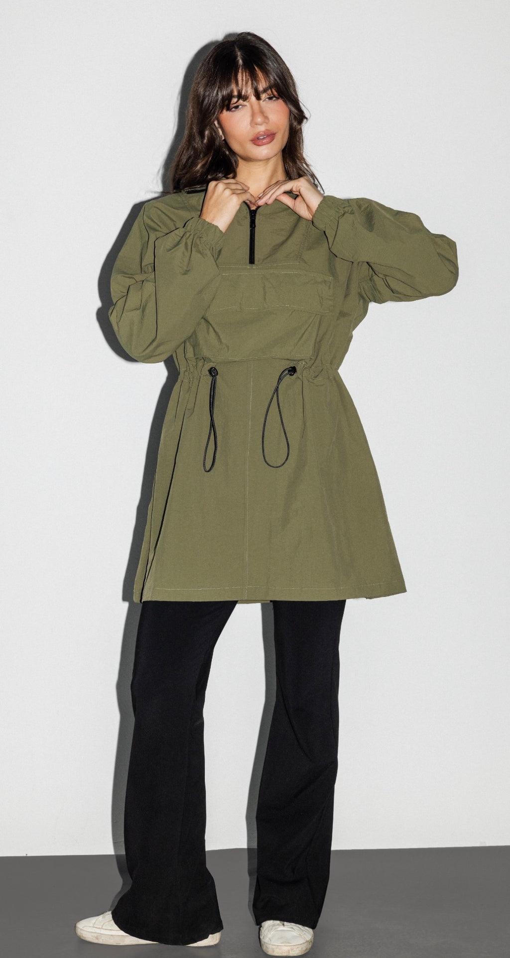 Olive  Windbreaker Top