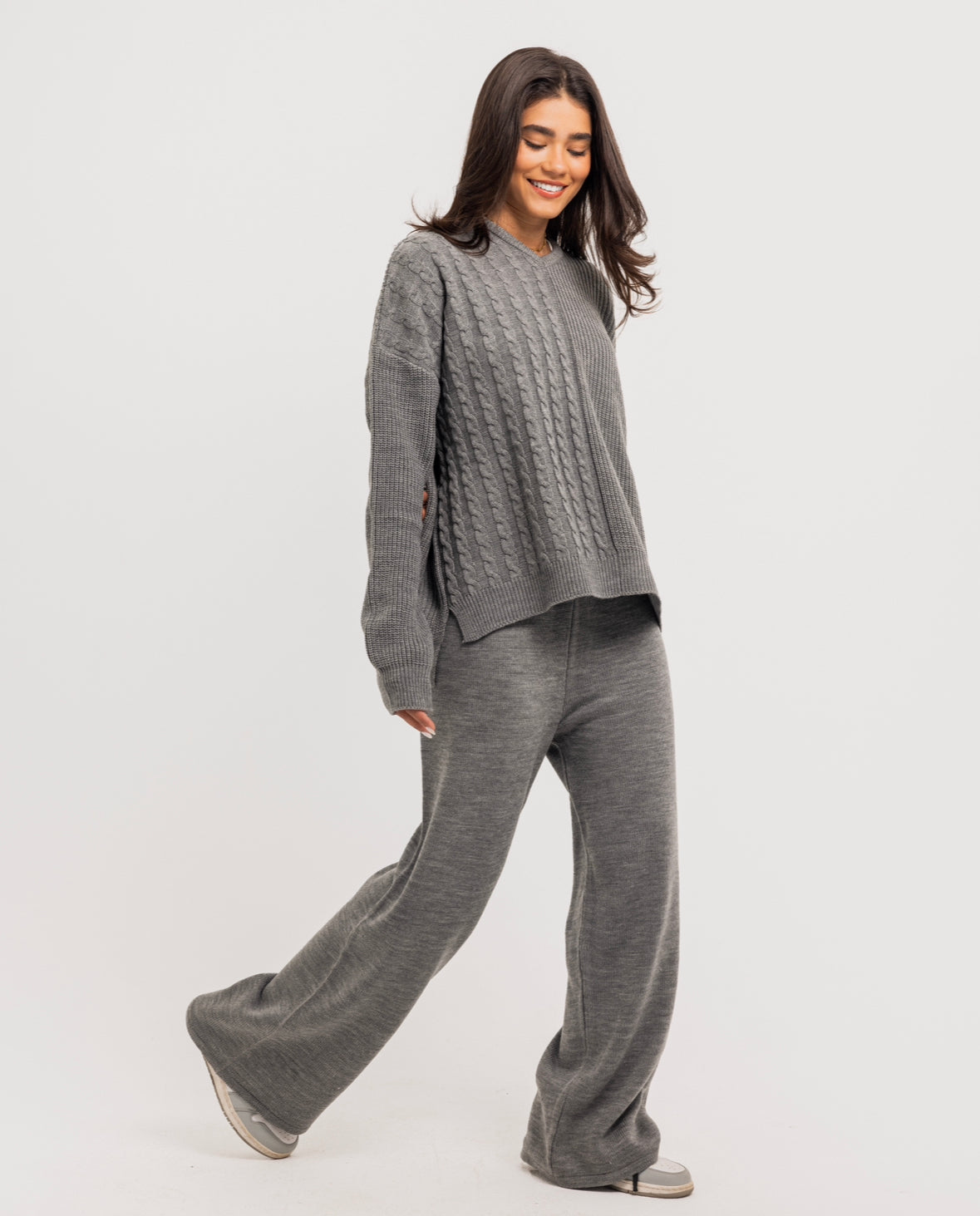 Grey Braided Knit Set