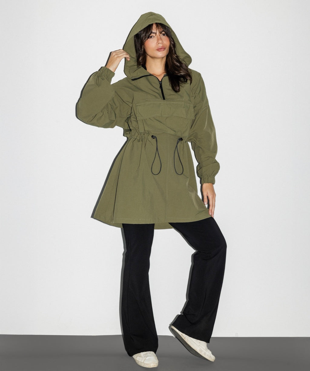 Olive  Windbreaker Top