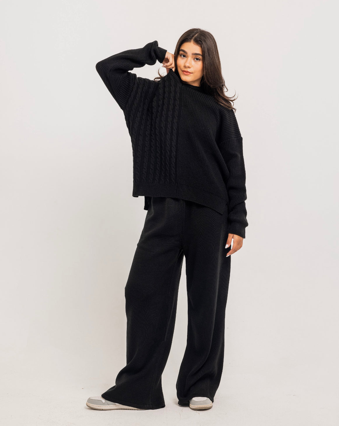 Black Braided Knit Set