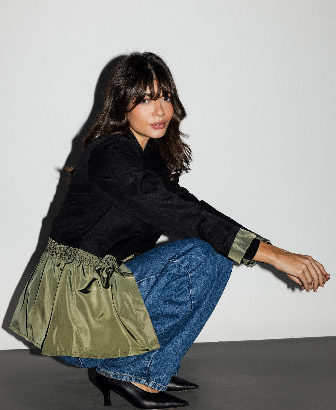 olive x black  Not So Cropped Jacket