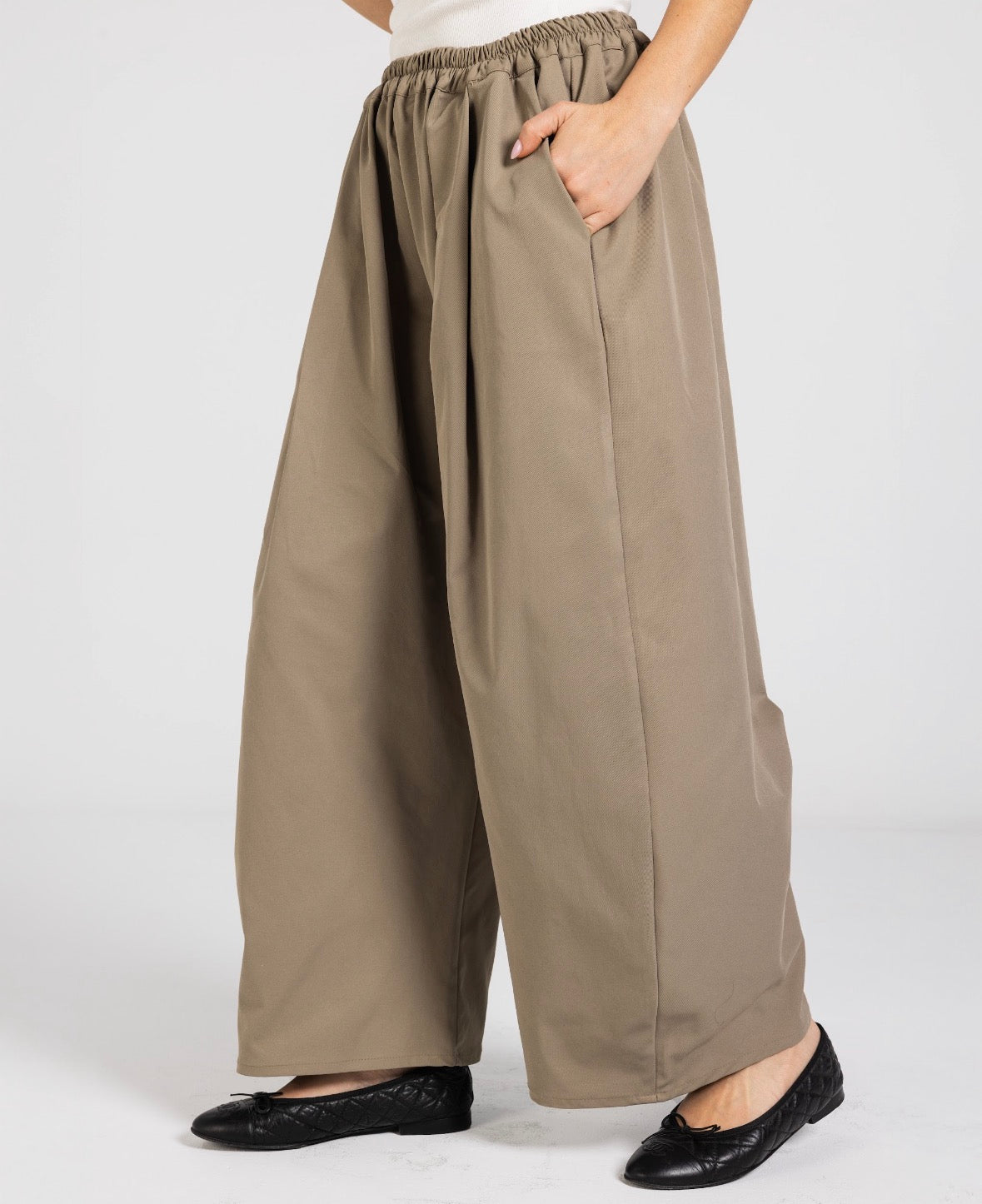Beige Barrel Pants