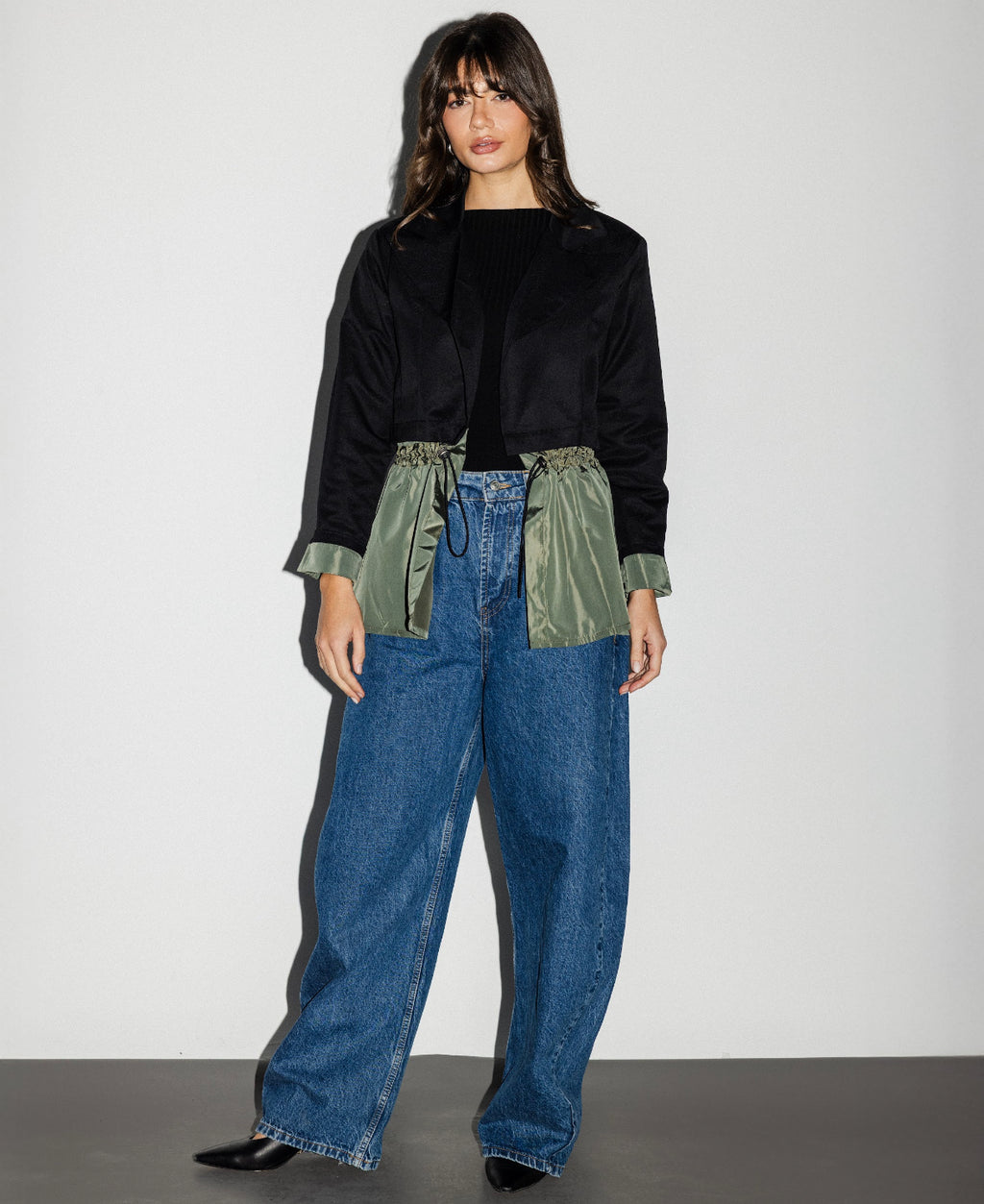 olive x black  Not So Cropped Jacket