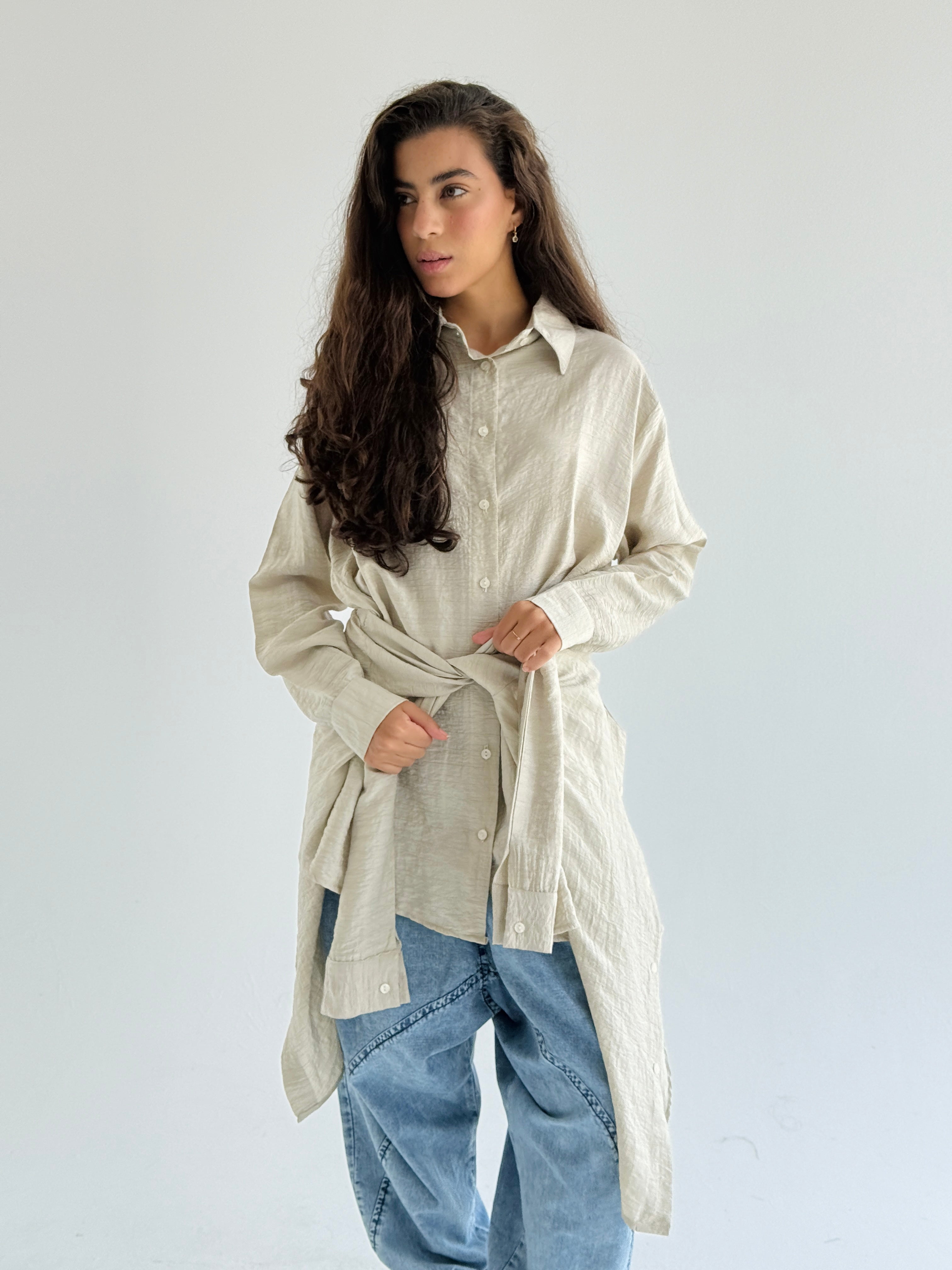 Beige Double Wrap Shirt