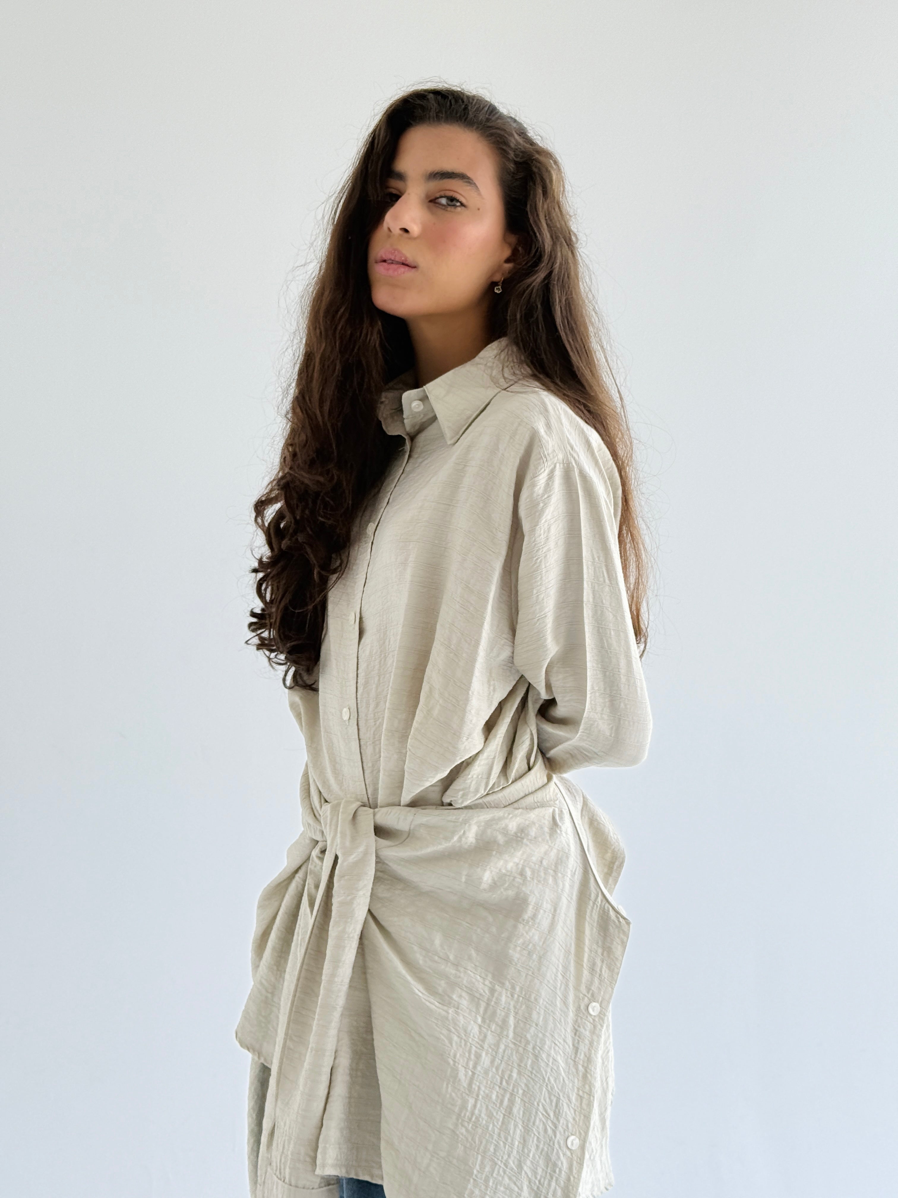 Beige Double Wrap Shirt