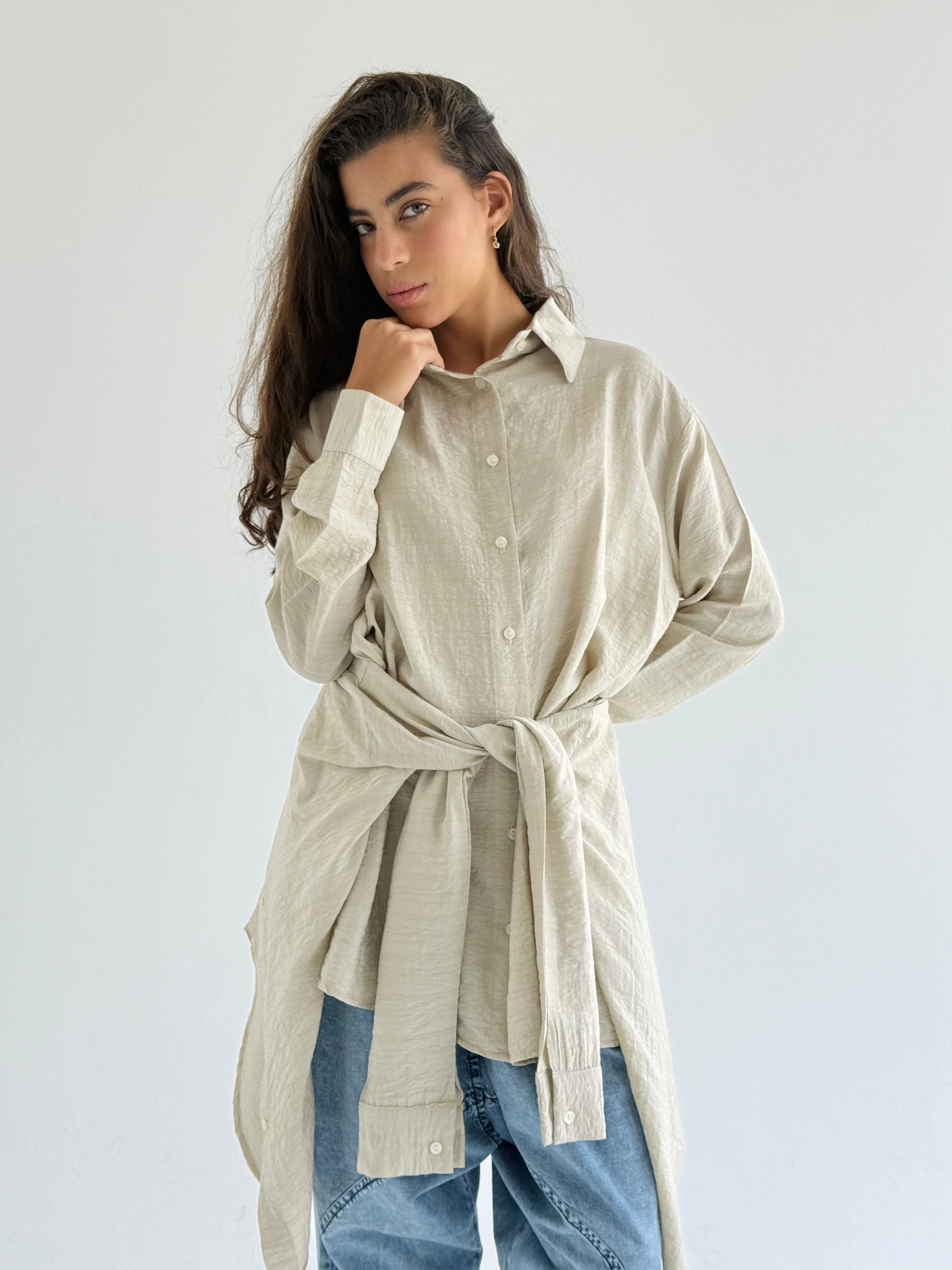 Beige Double Wrap Shirt