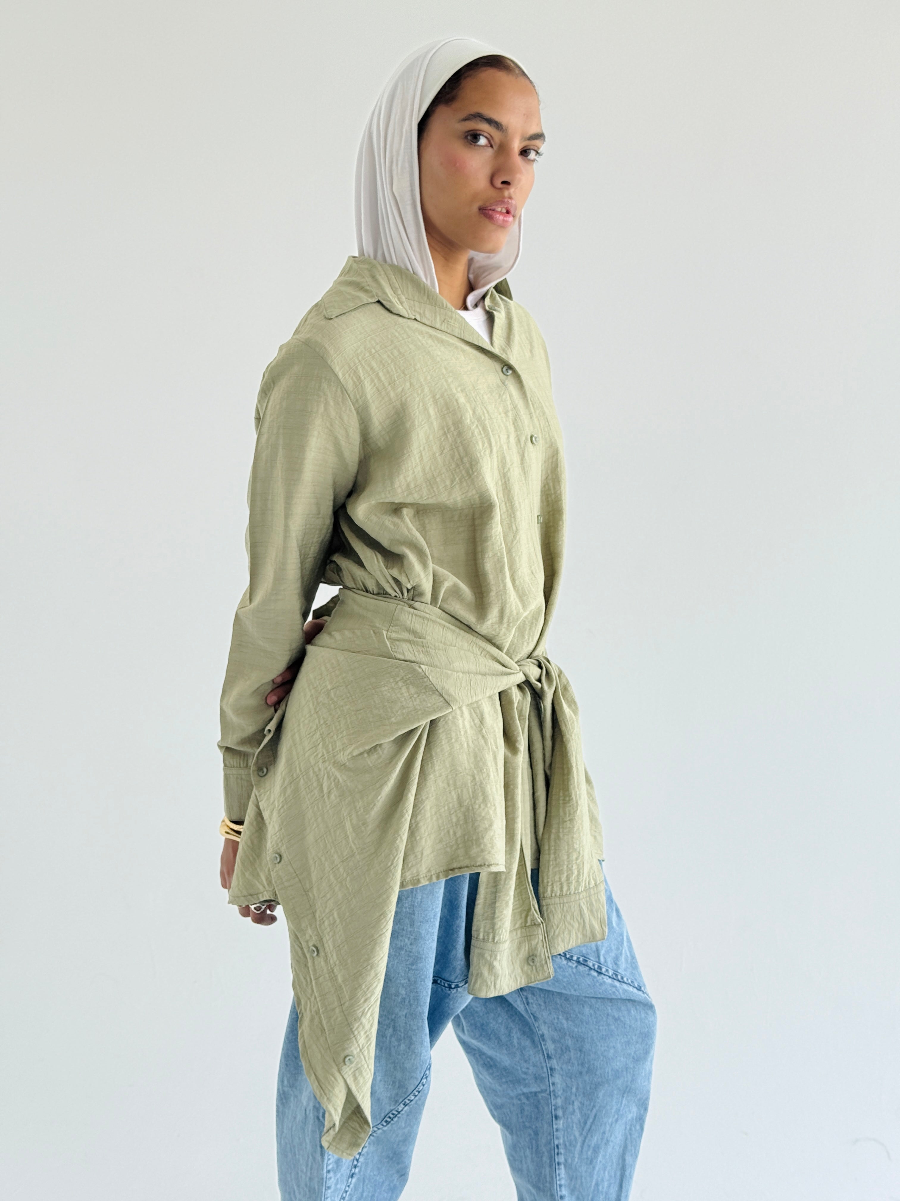 Olive Double Wrap Shirt