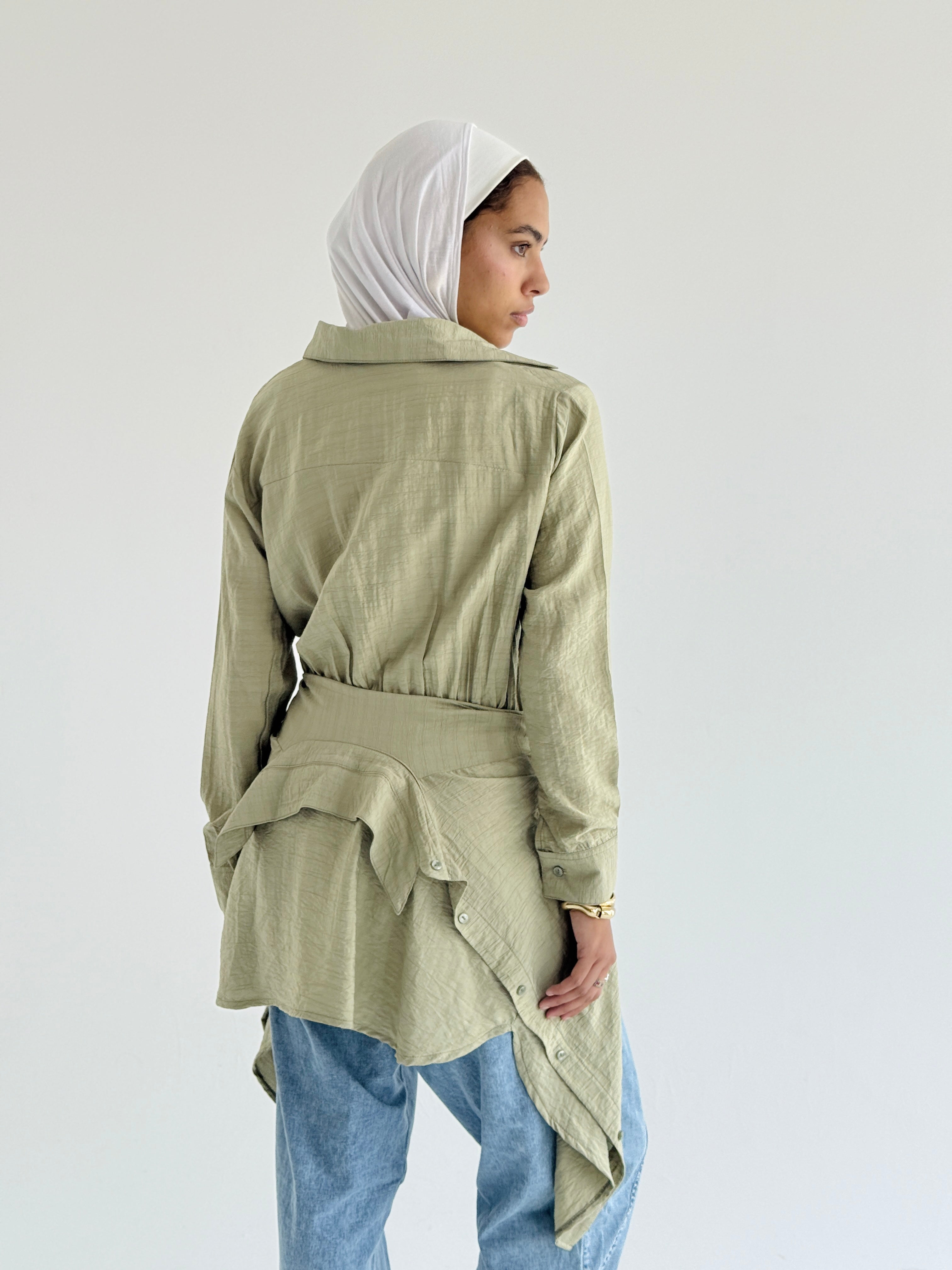 Olive Double Wrap Shirt