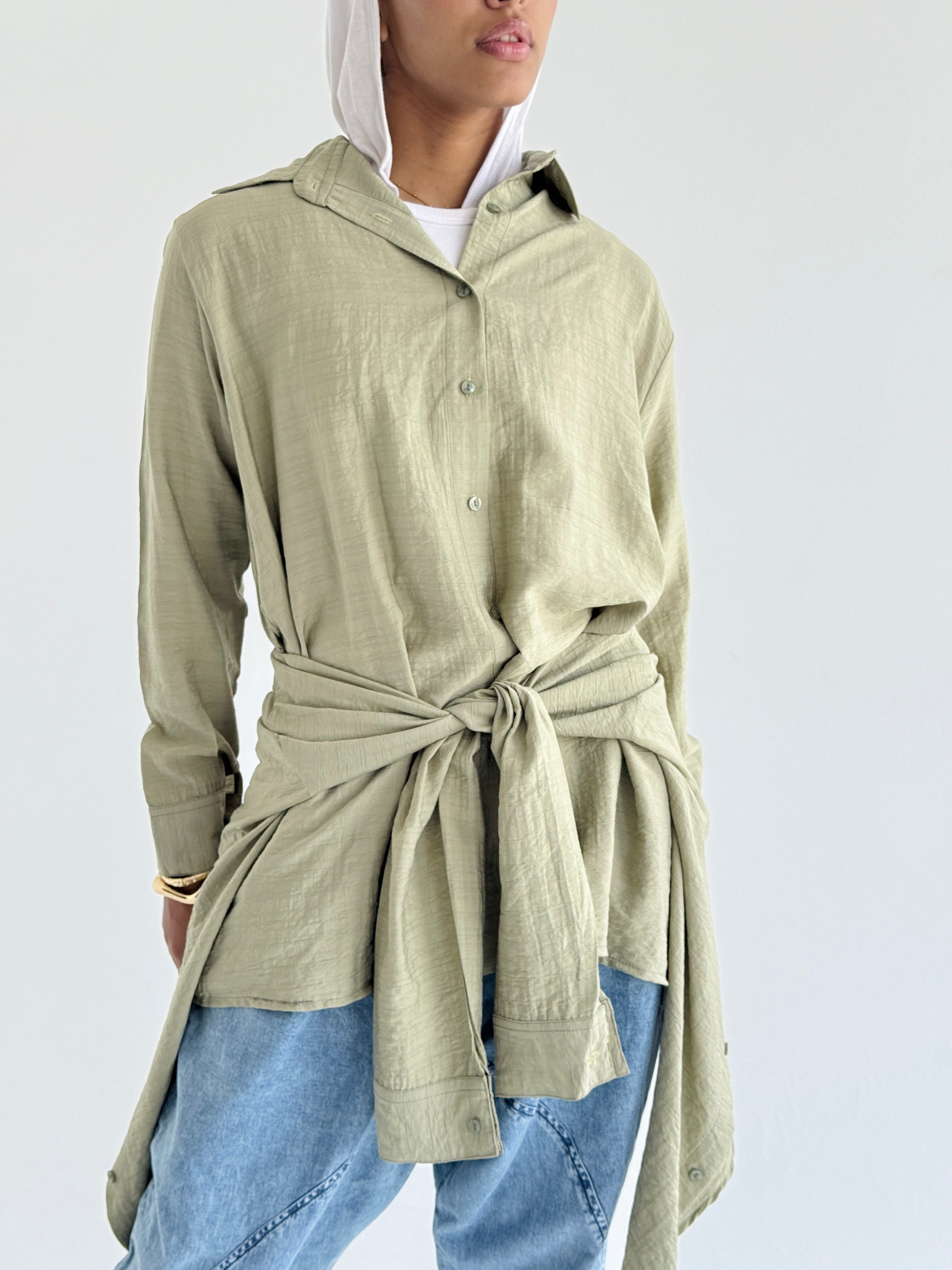 Olive Double Wrap Shirt