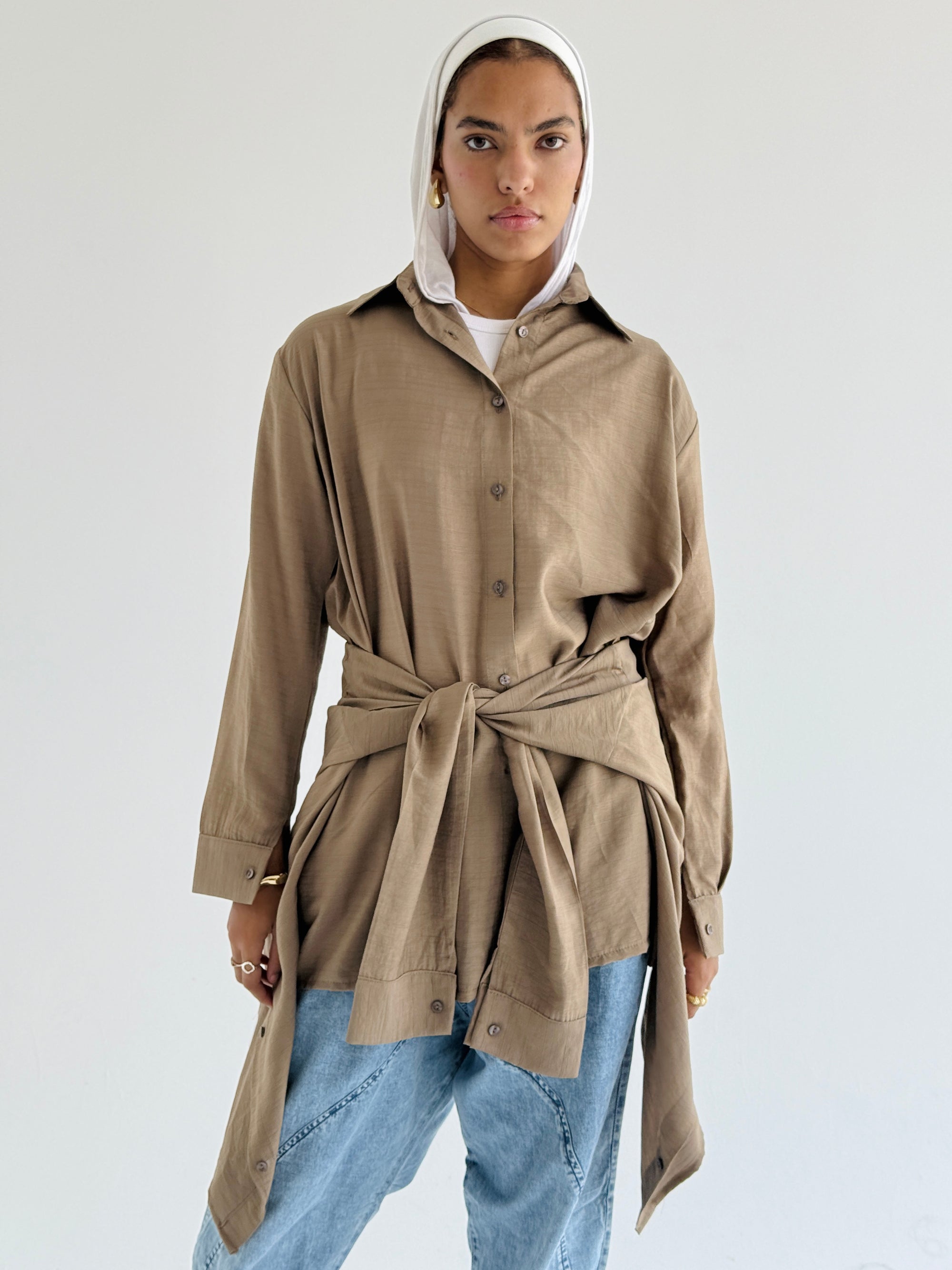 Camel Double Wrap Shirt