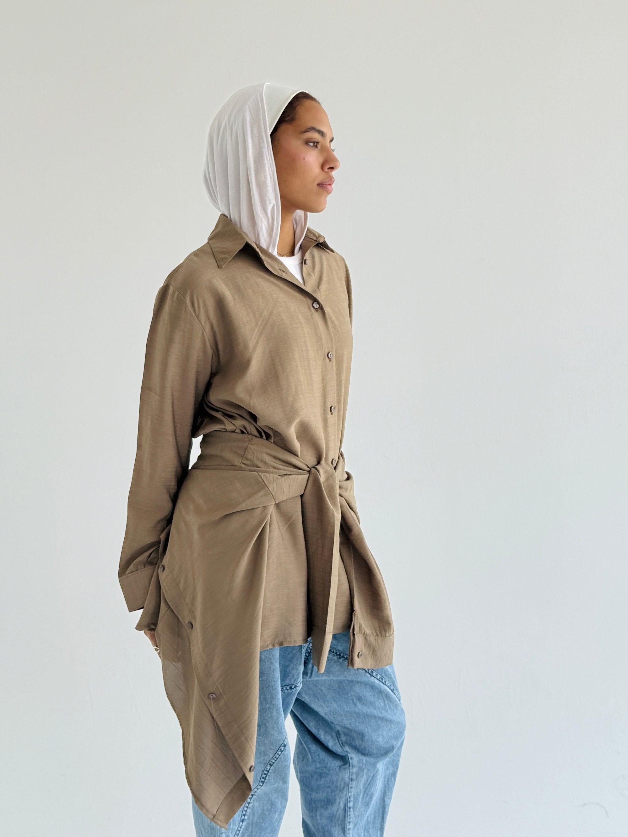 Camel Double Wrap Shirt