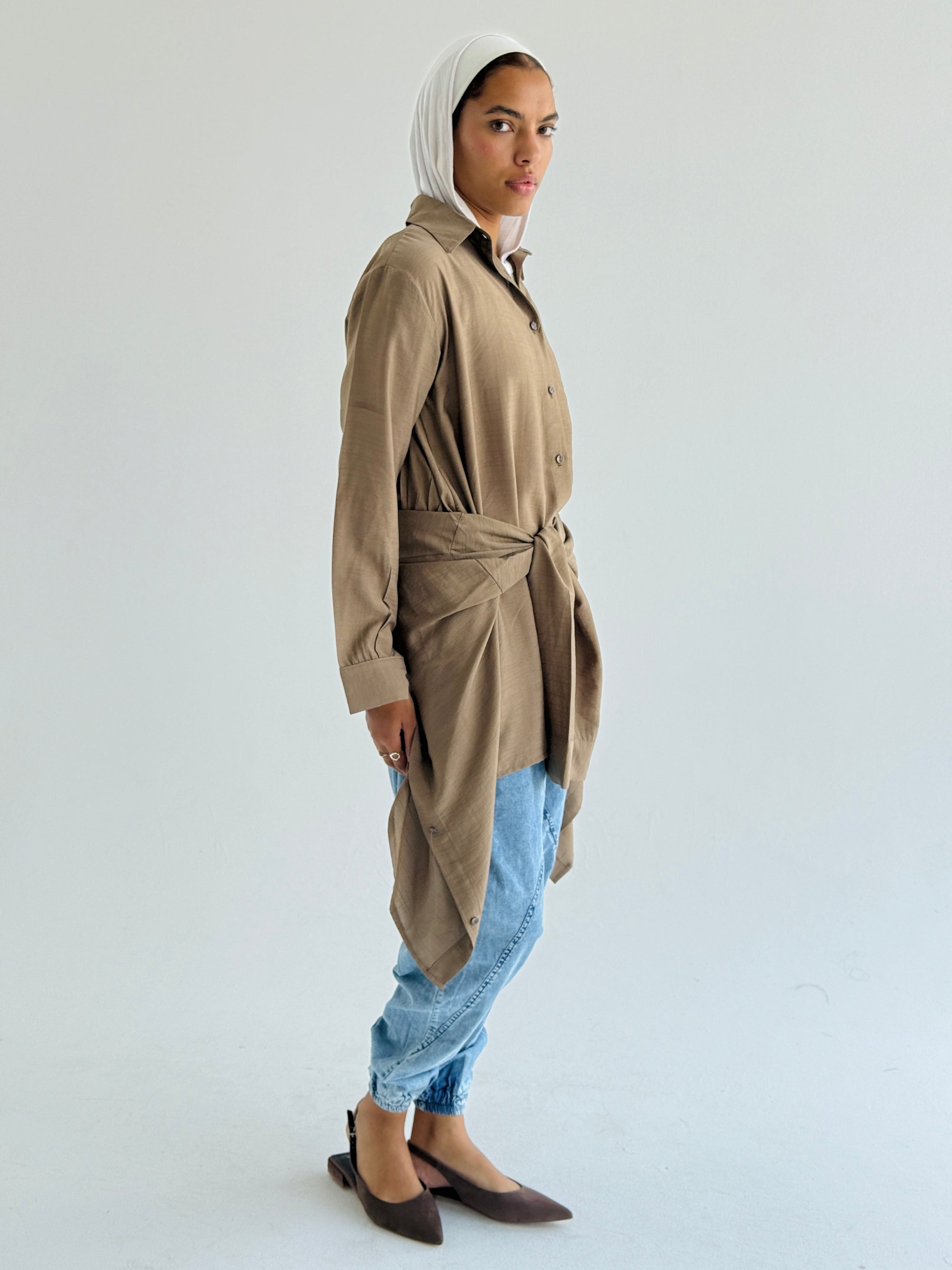 Camel Double Wrap Shirt