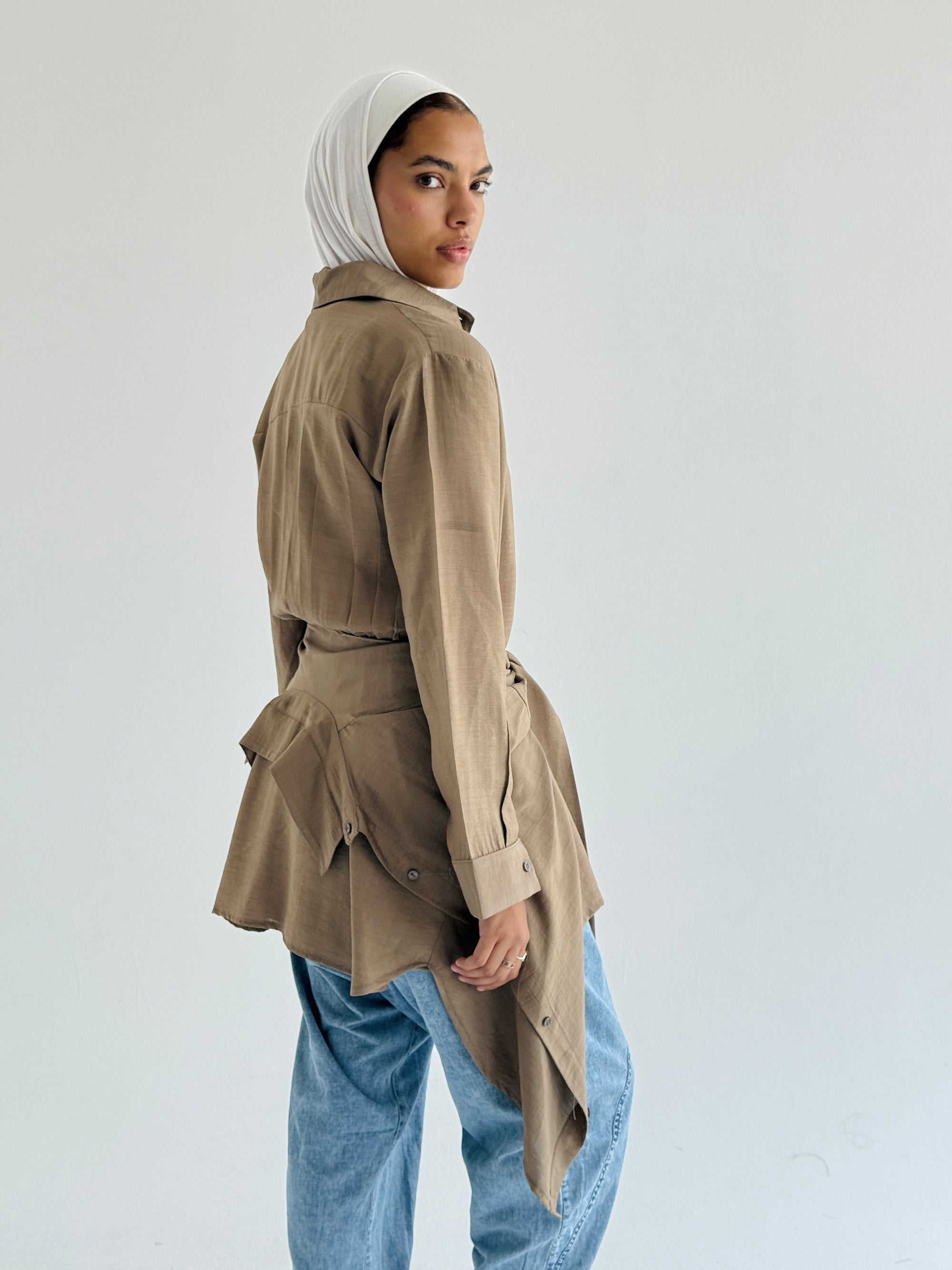 Camel Double Wrap Shirt