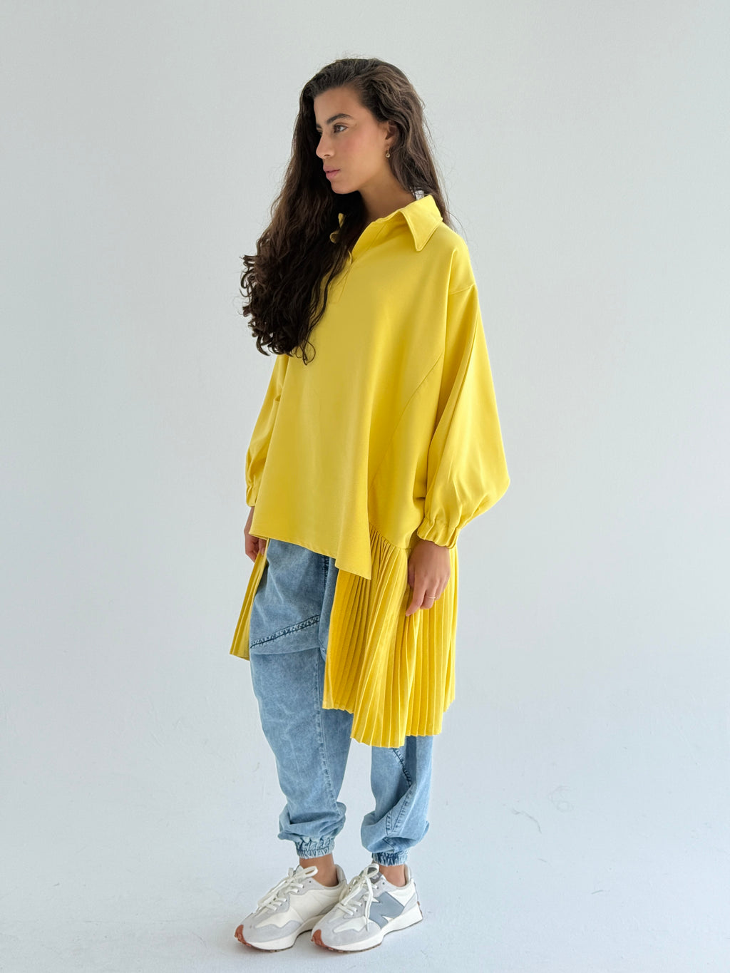 Yellow Pleated Top