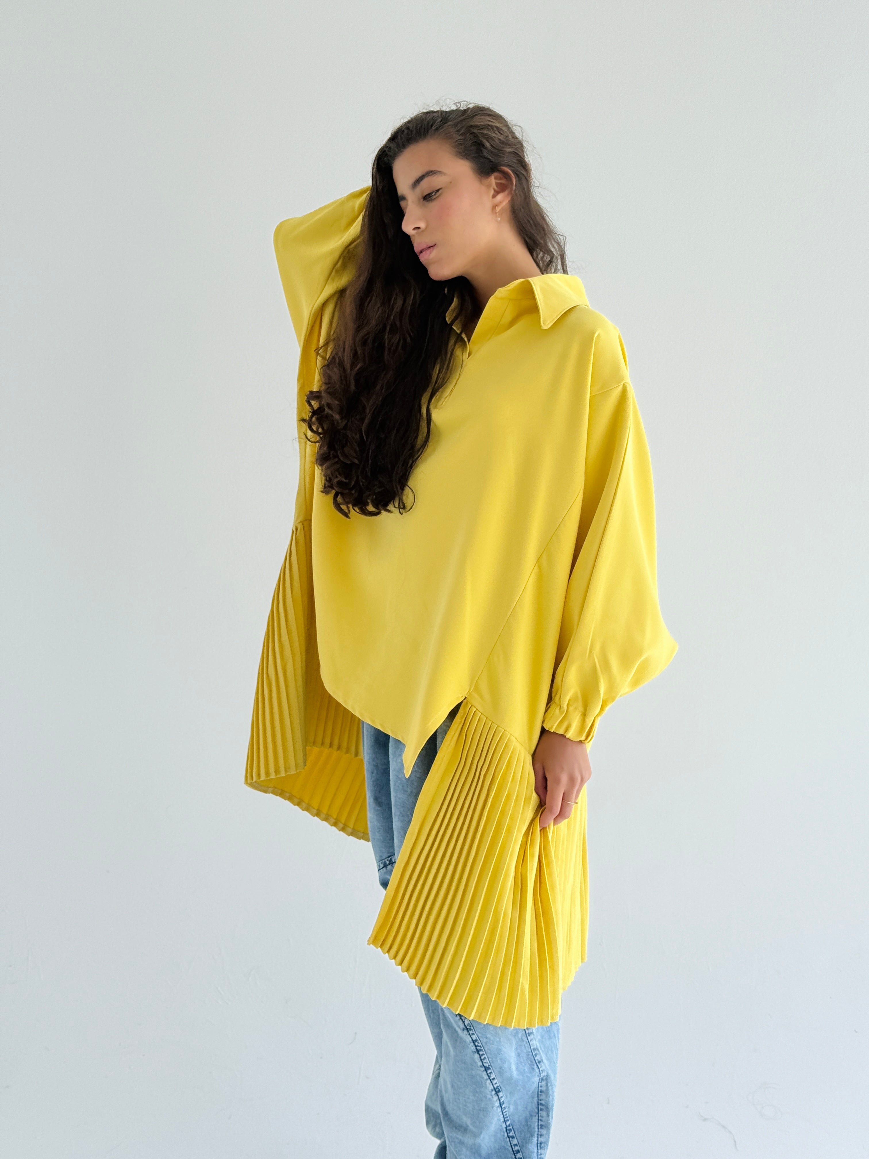 Yellow Pleated Top