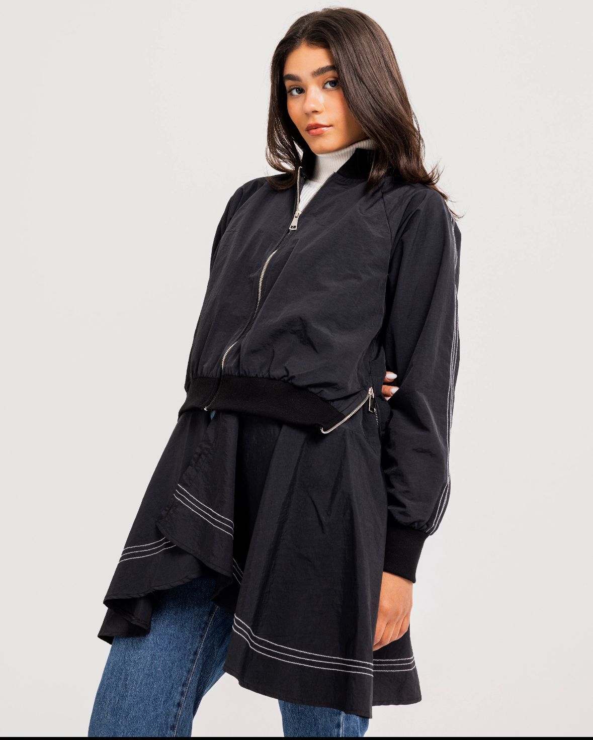 Black Double Stitches Urban Jacket