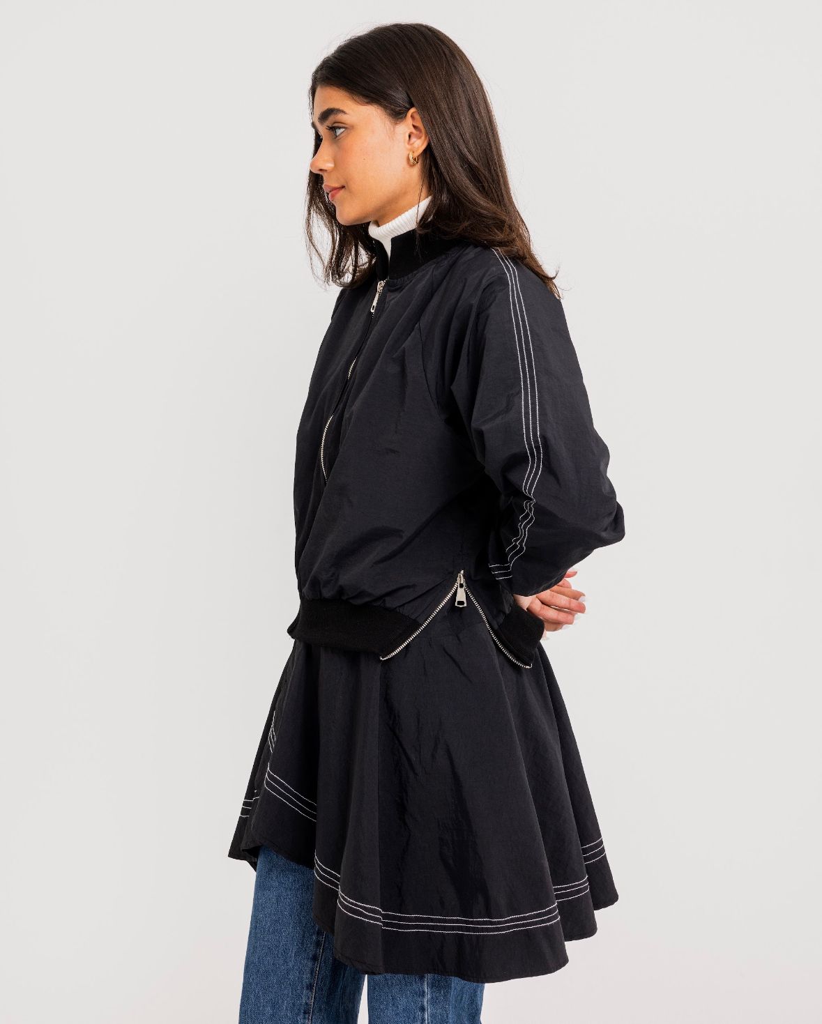 Black Double Stitches Urban Jacket
