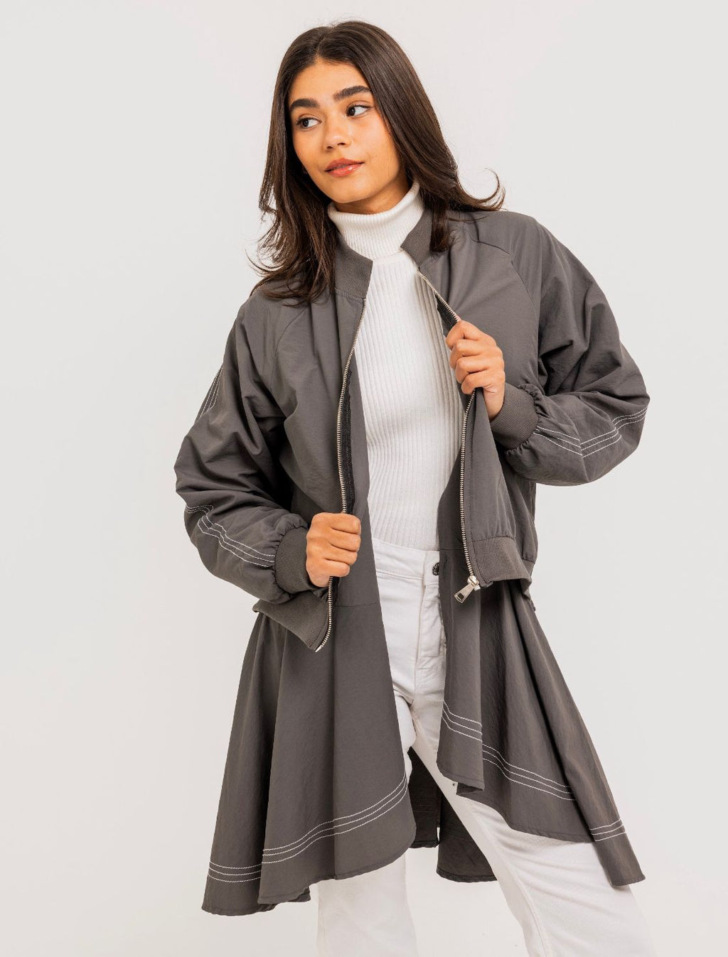 Grey Double Stitches Urban Jacket