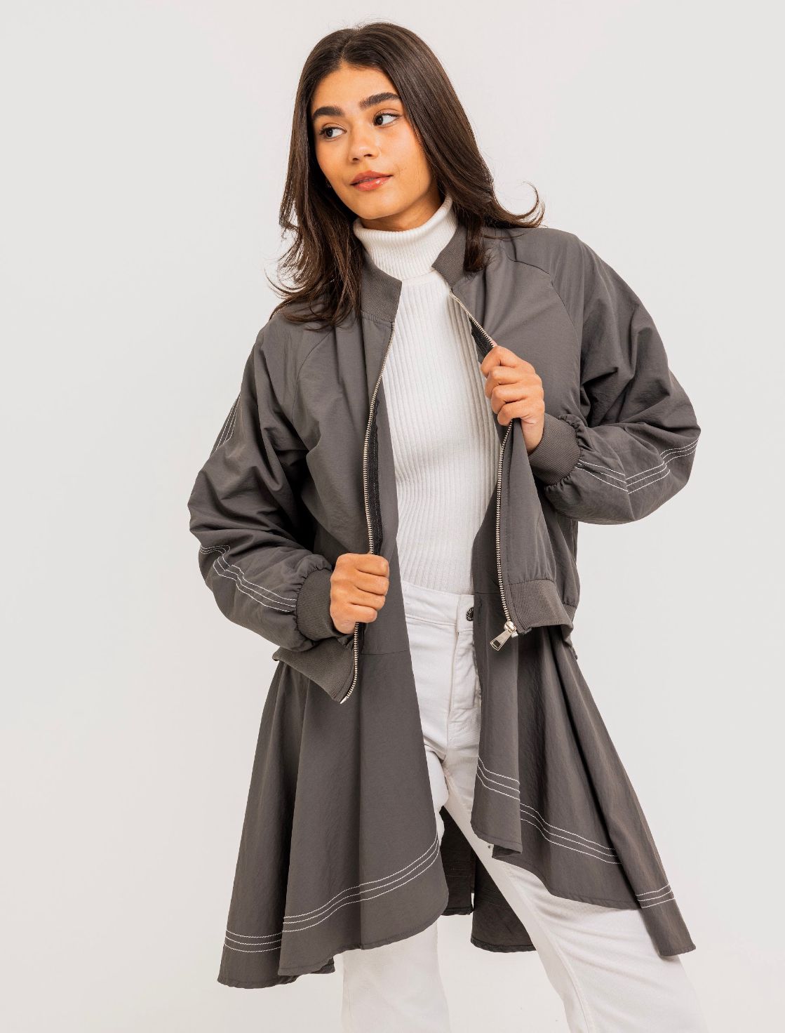 Grey Double Stitches Urban Jacket