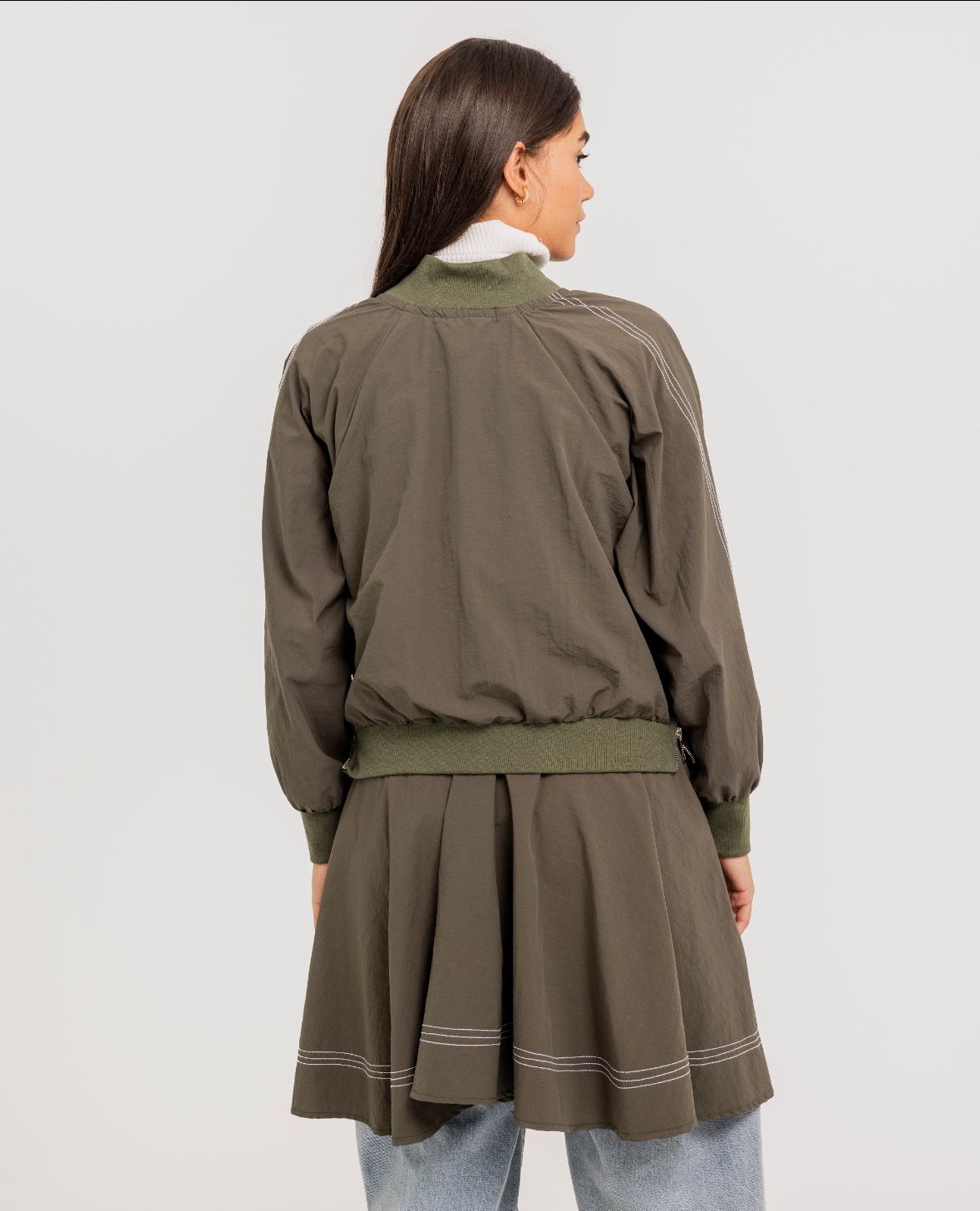 Olive Double Stitches Urban Jacket