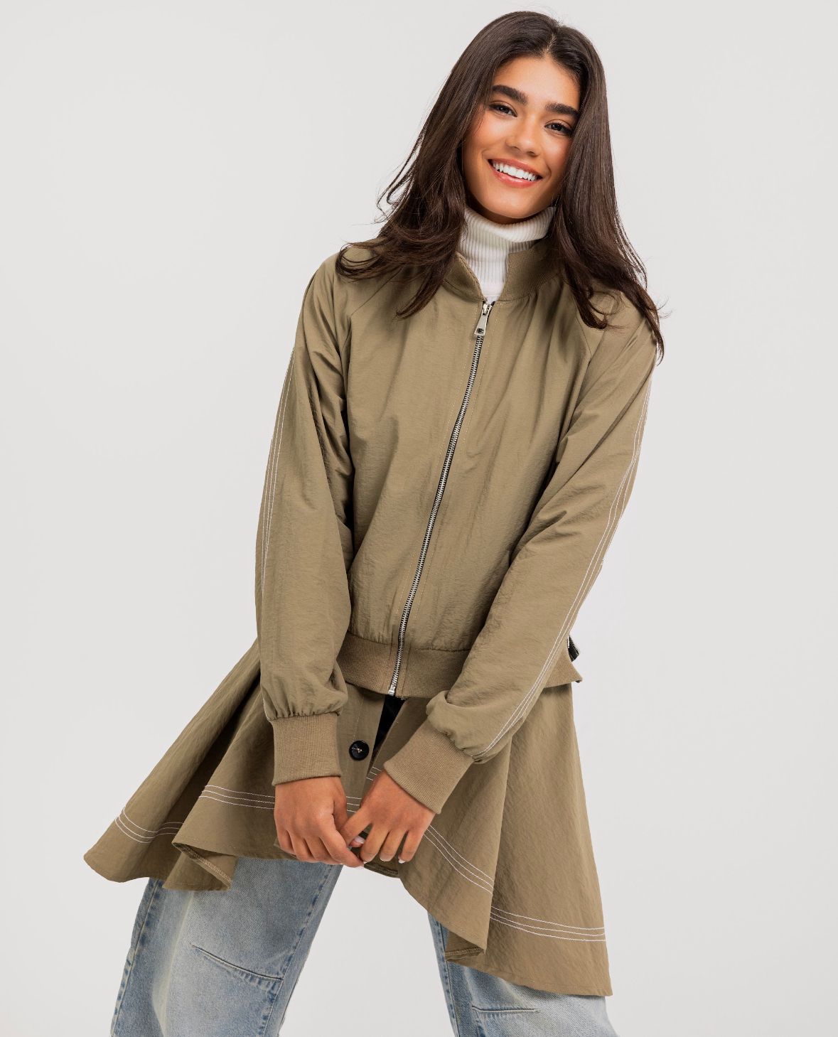 Beige Double Stitches Urban Jacket