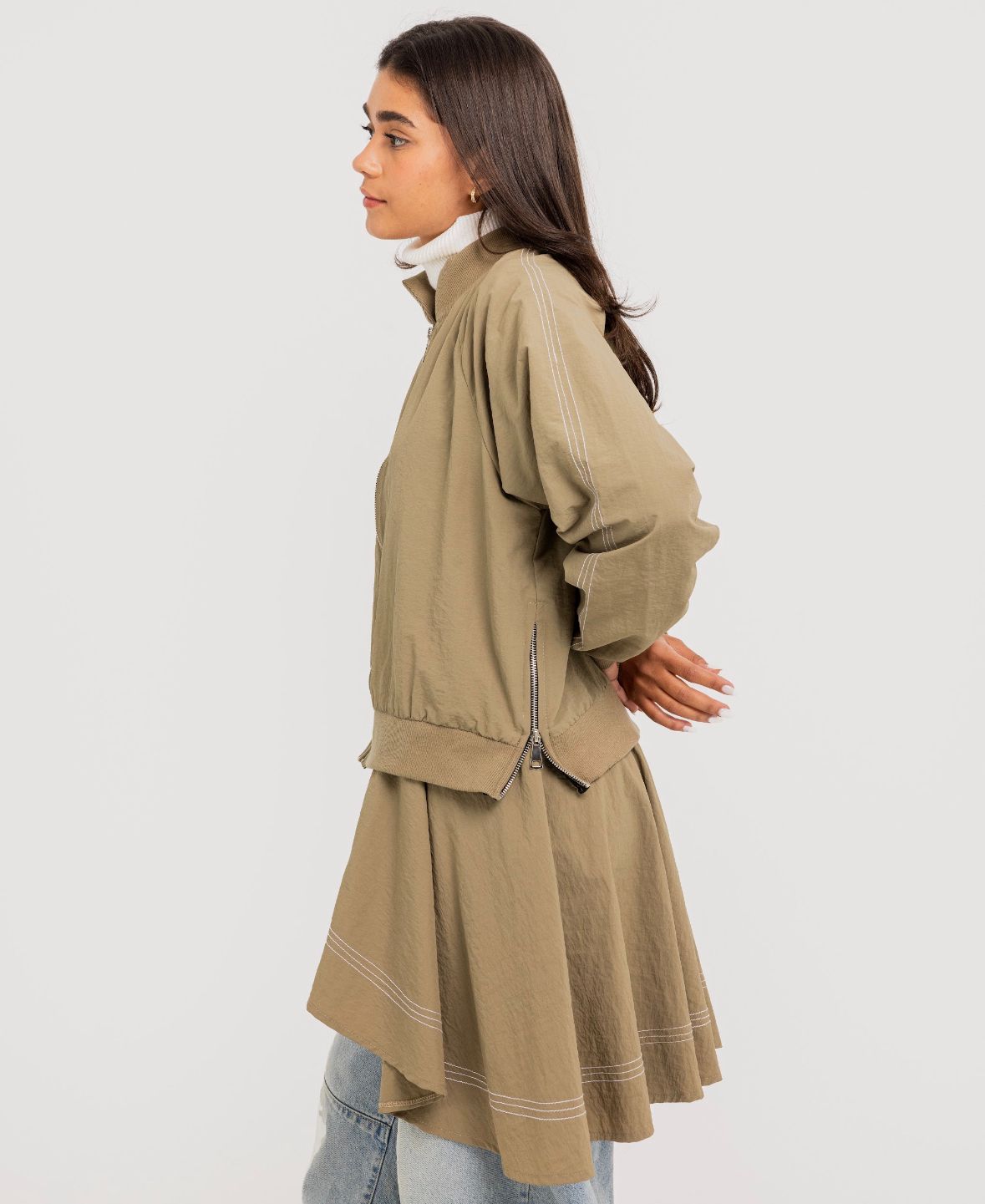 Beige Double Stitches Urban Jacket