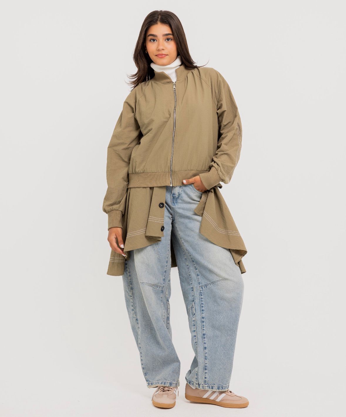 Beige Double Stitches Urban Jacket