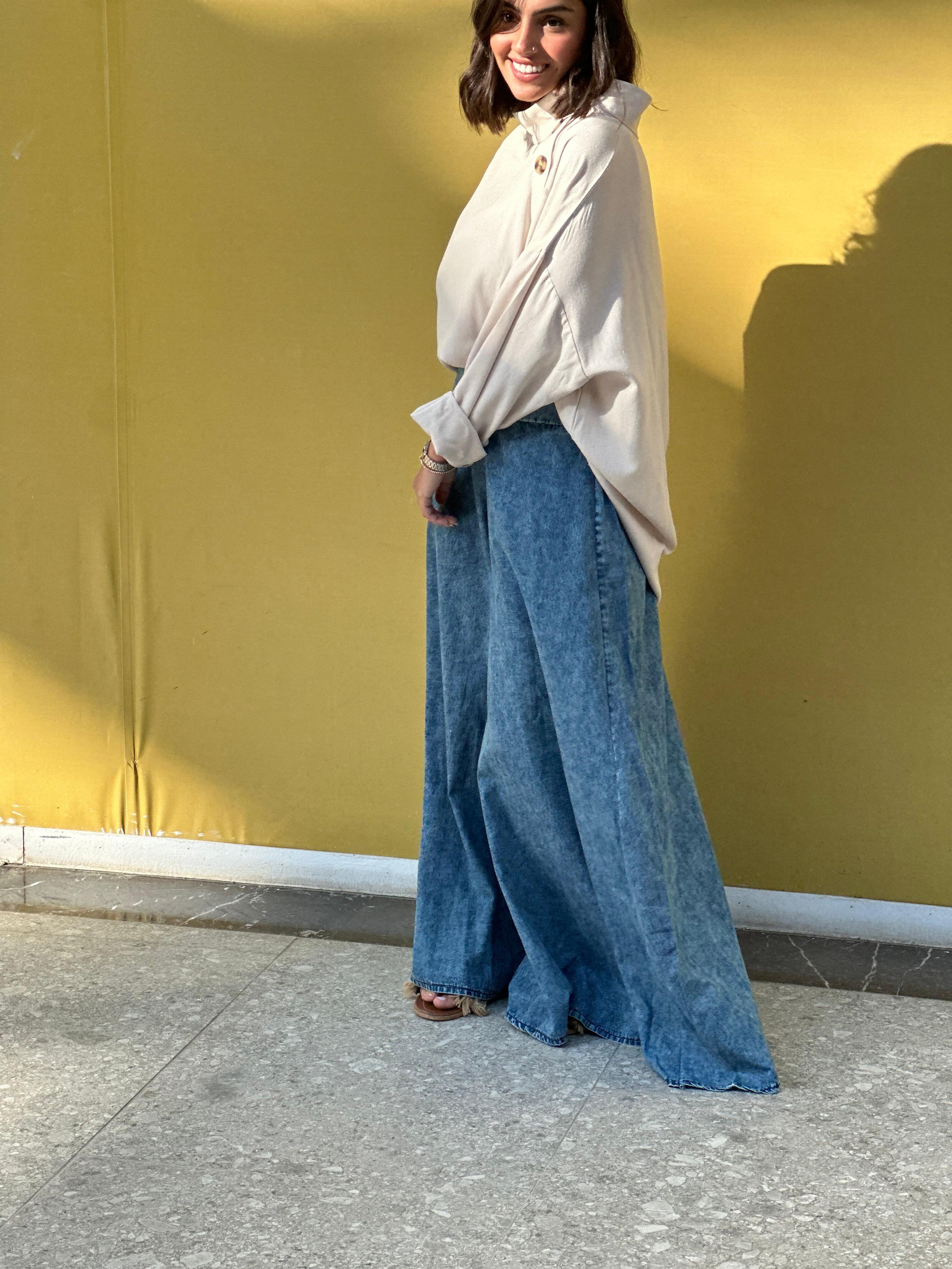 Beige Buttoned Collar Linen Shirt
