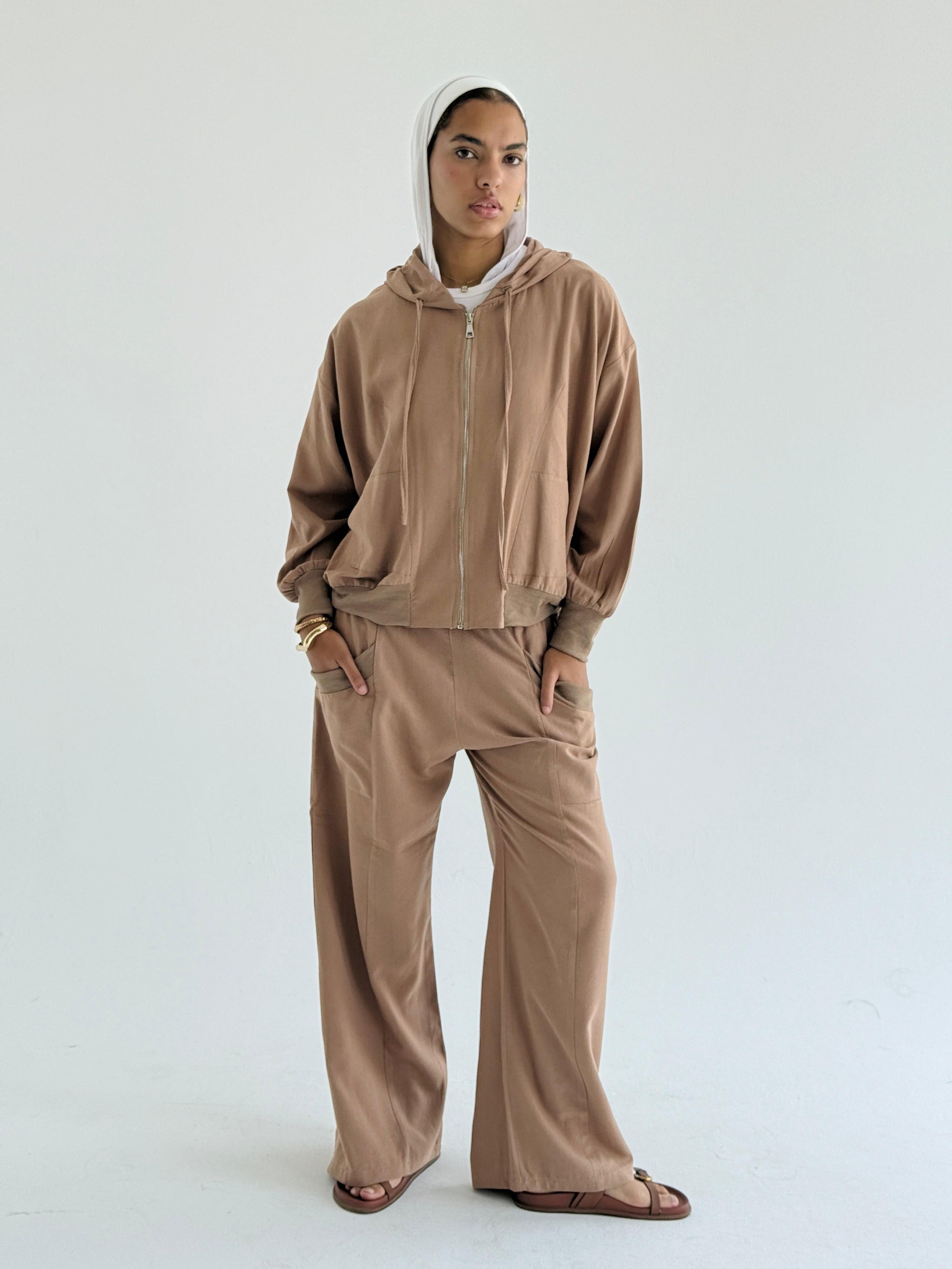 Cafe Zip Up Linen Set