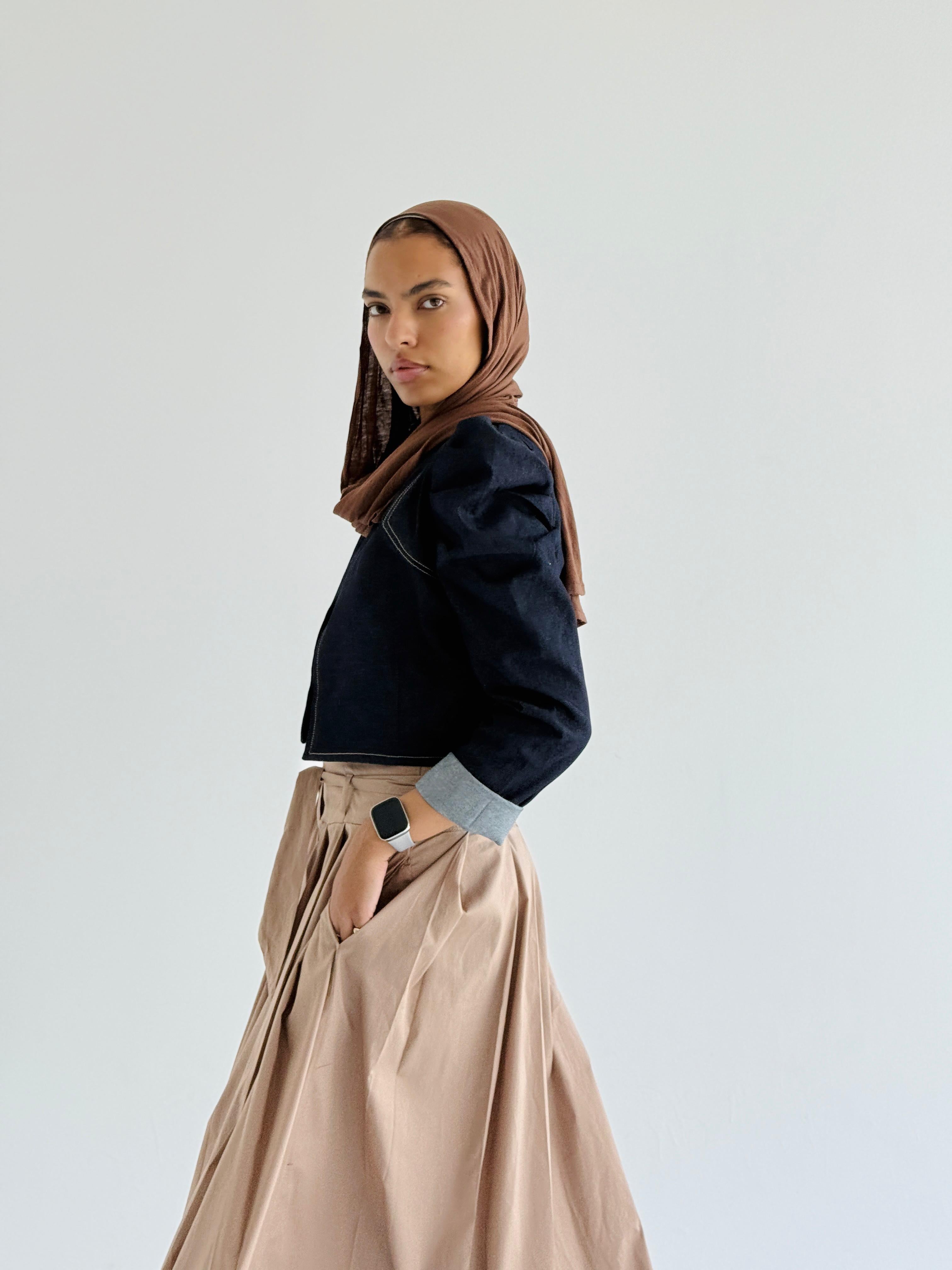Cafe Belted Poplin Skirt