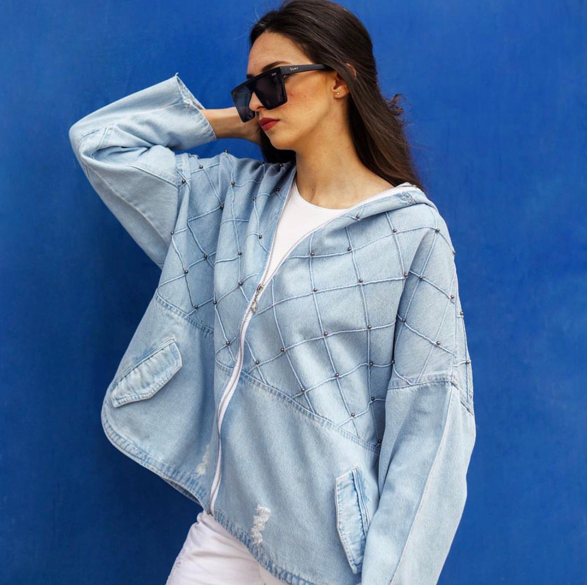 Blue Jacquard Denim Jacket