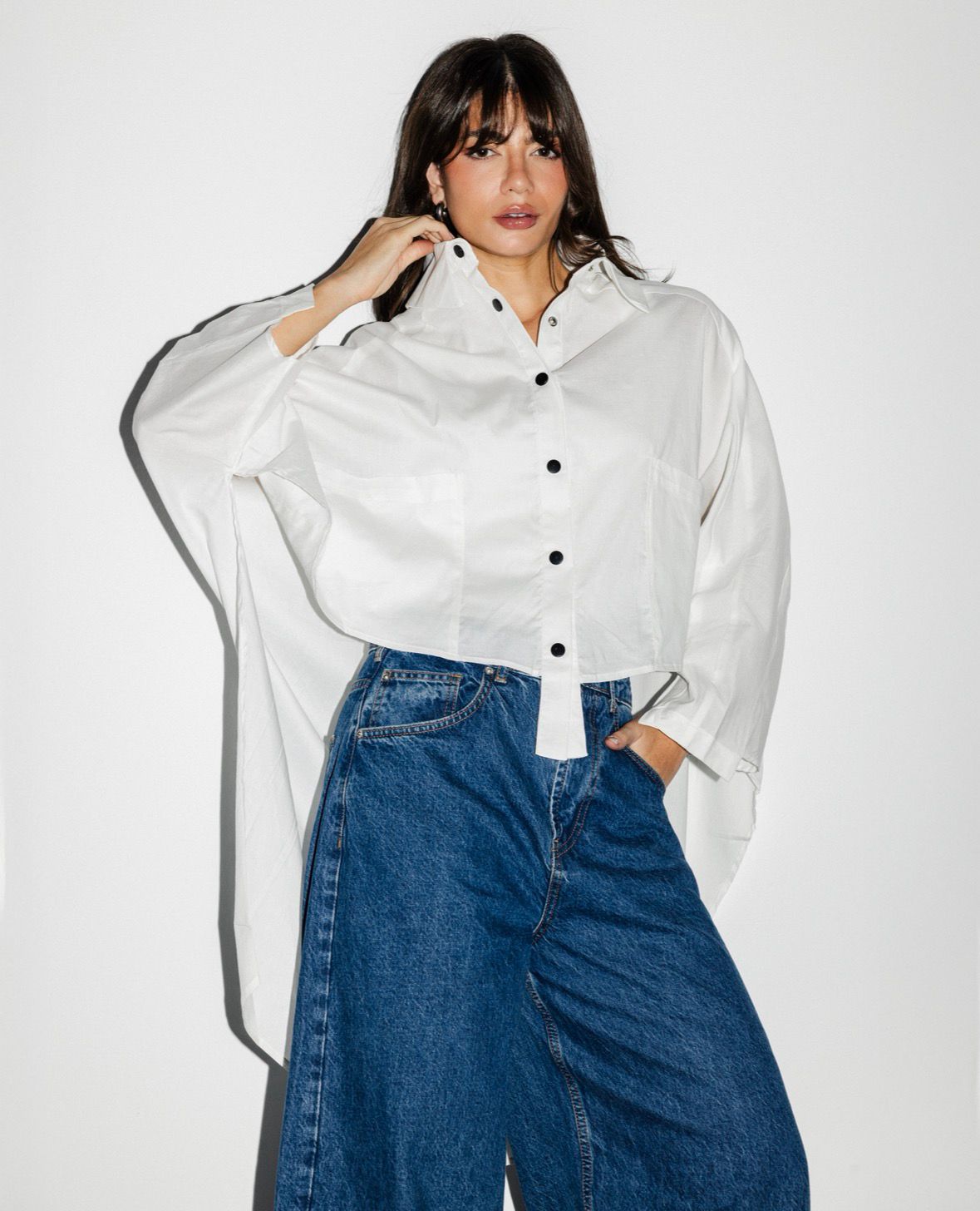 Off-White Cropped Buttoned Shirt