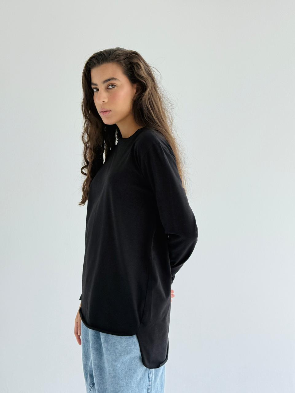 Black High Low Basic Top