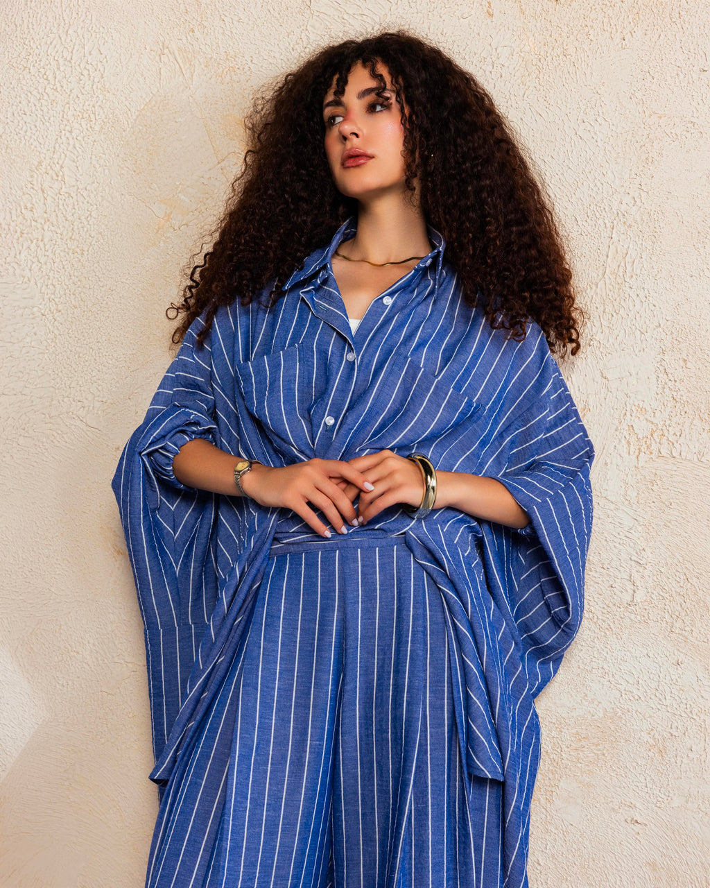 Blue Linen Lined Set