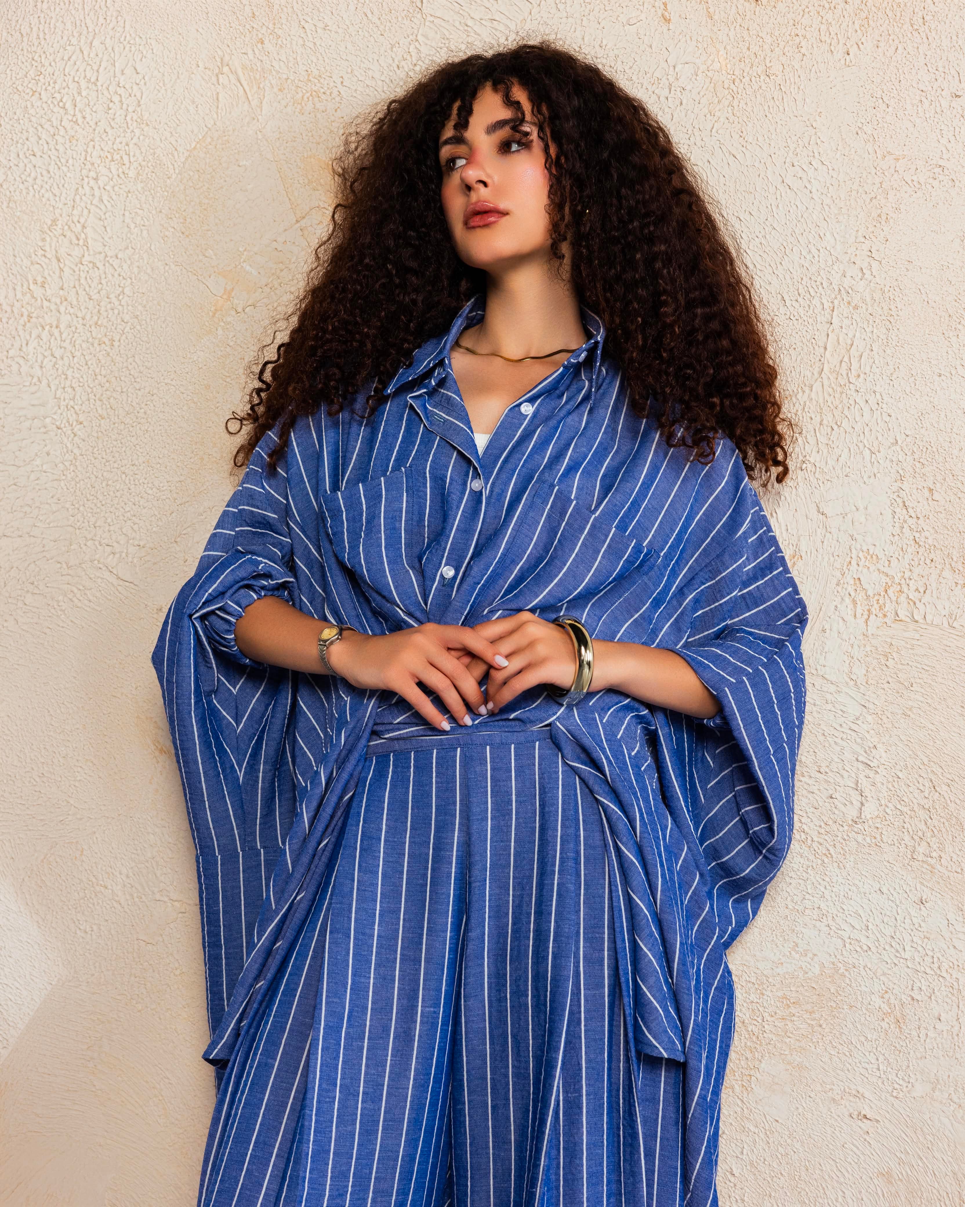 Blue Linen Lined Set