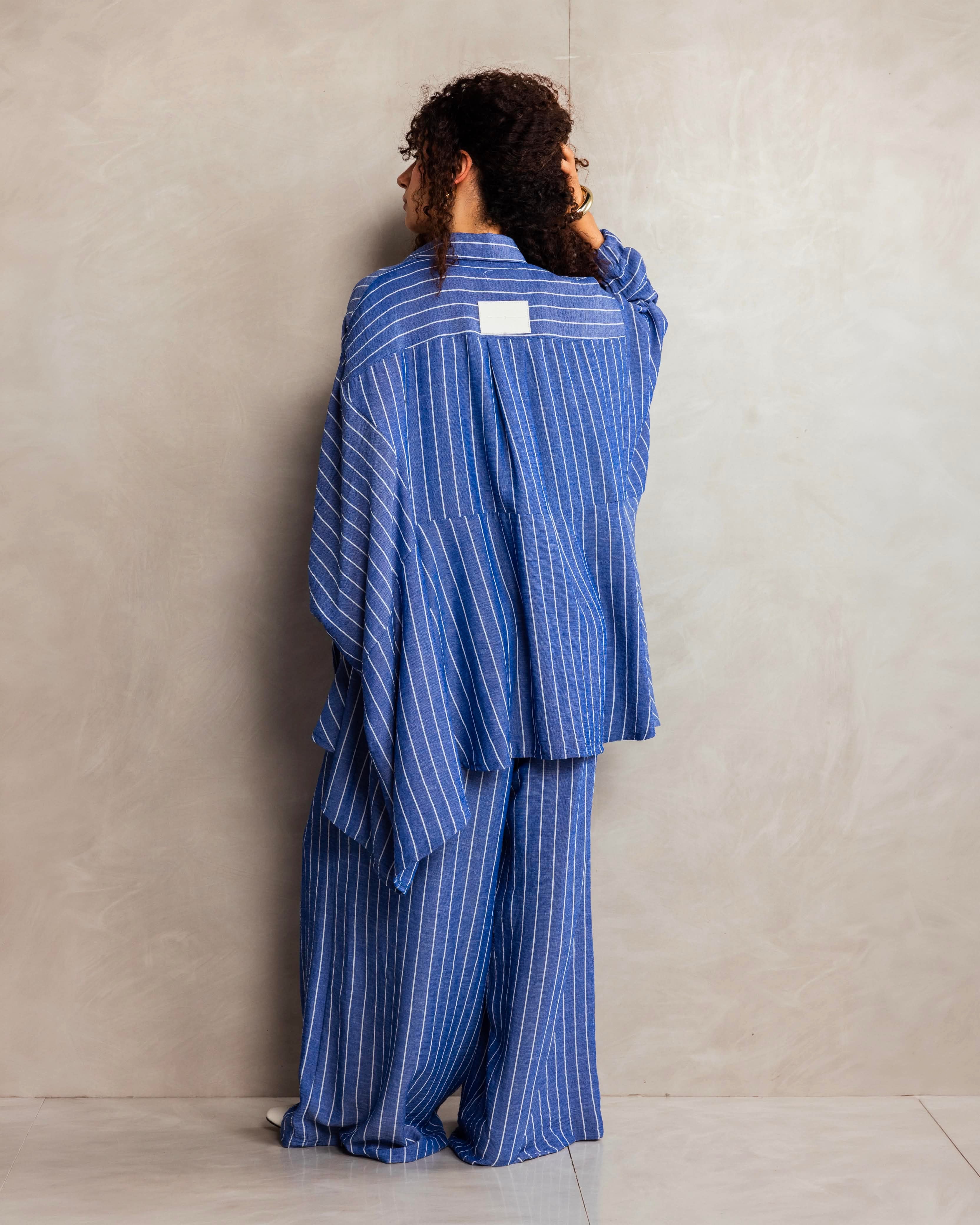 Blue Linen Lined Set