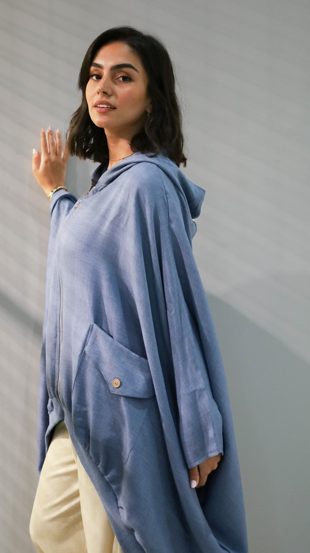 Blue Ribbed Linen Shirt